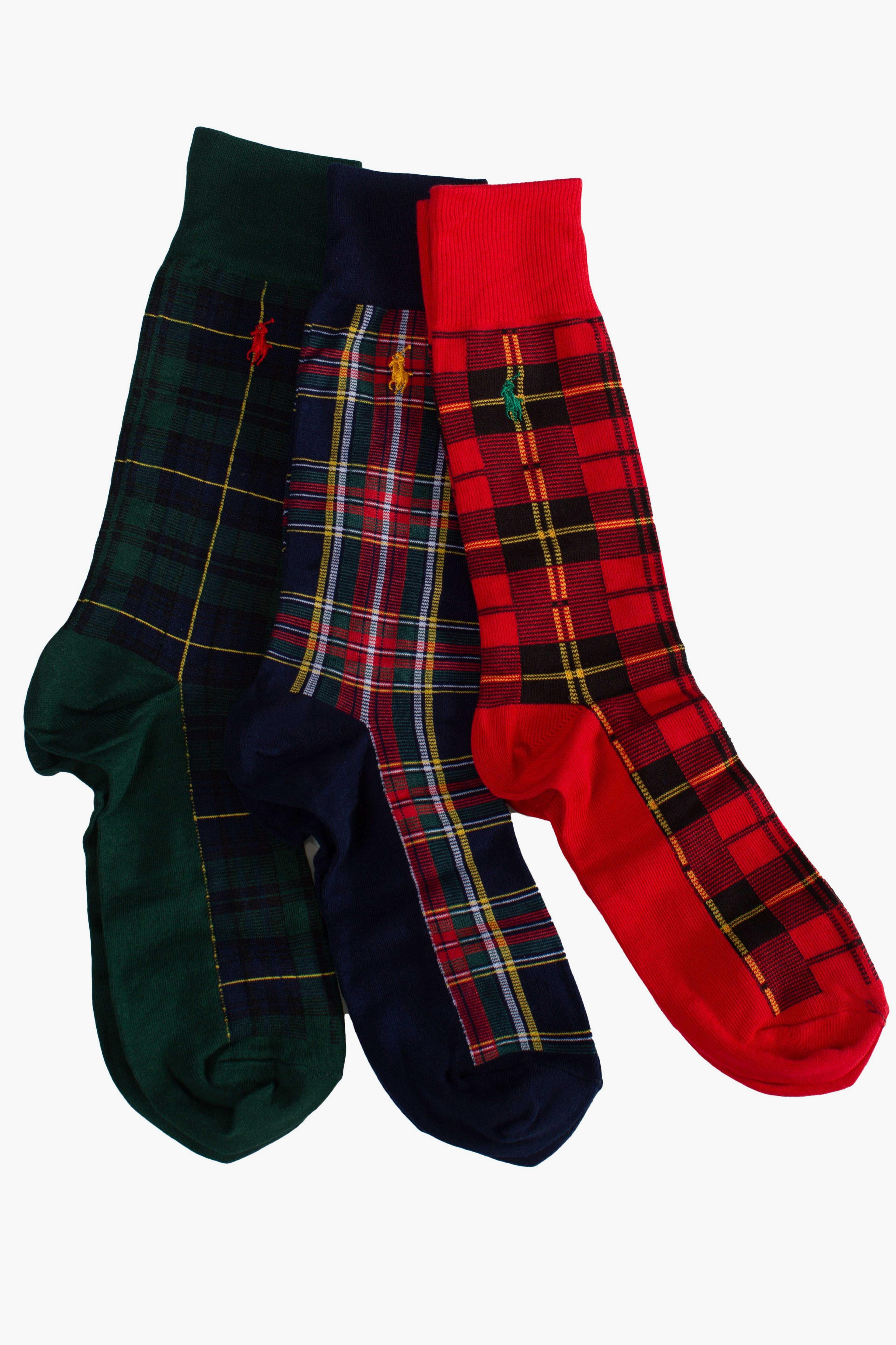Set regalo 3 paia calze lunghe scozzesi tartan multicolor 449P04716001 POLO RALPH LAUREN