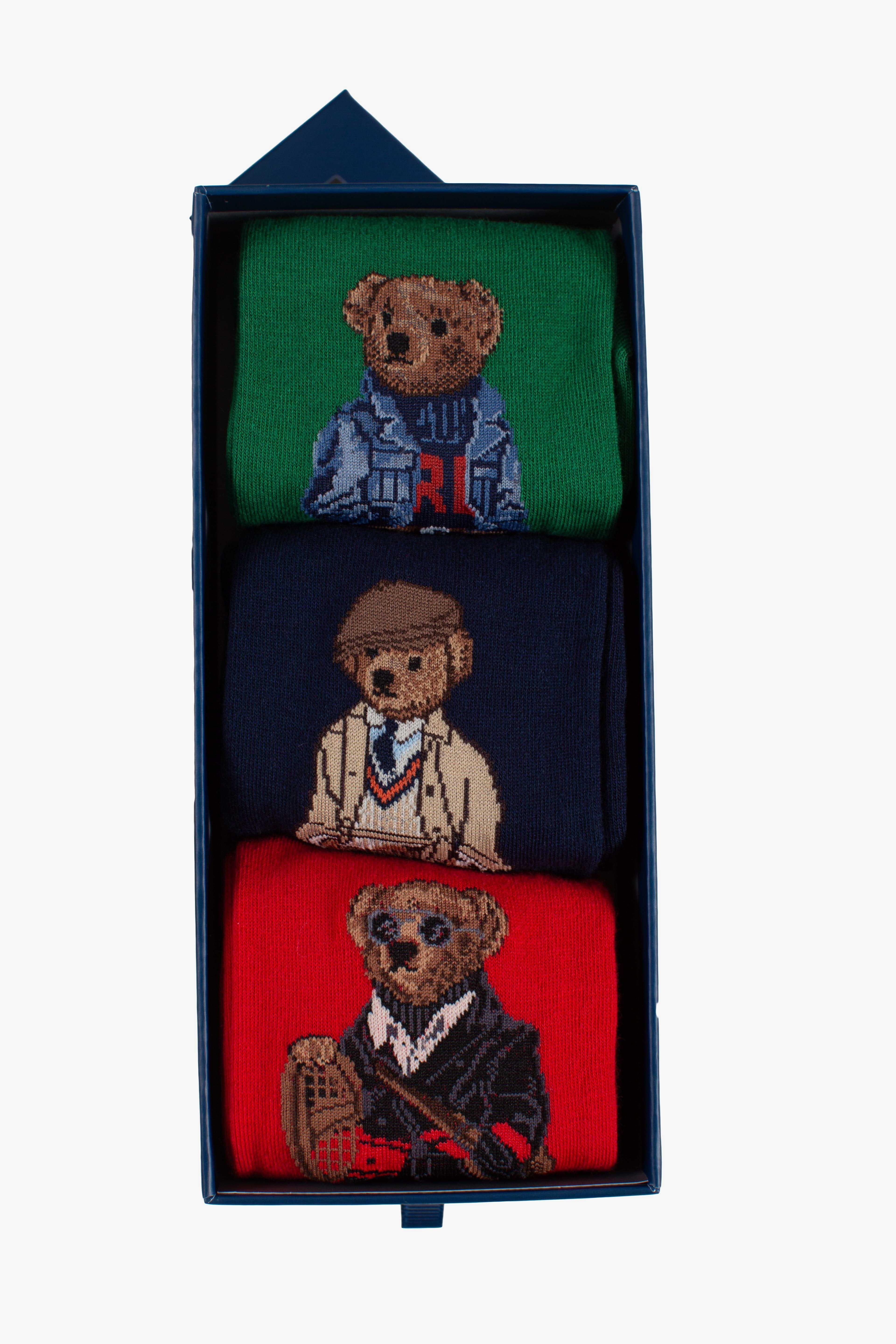 Set regalo 3 paia di calze Polo Bear green navy red 449P04717001 POLO RALPH LAUREN