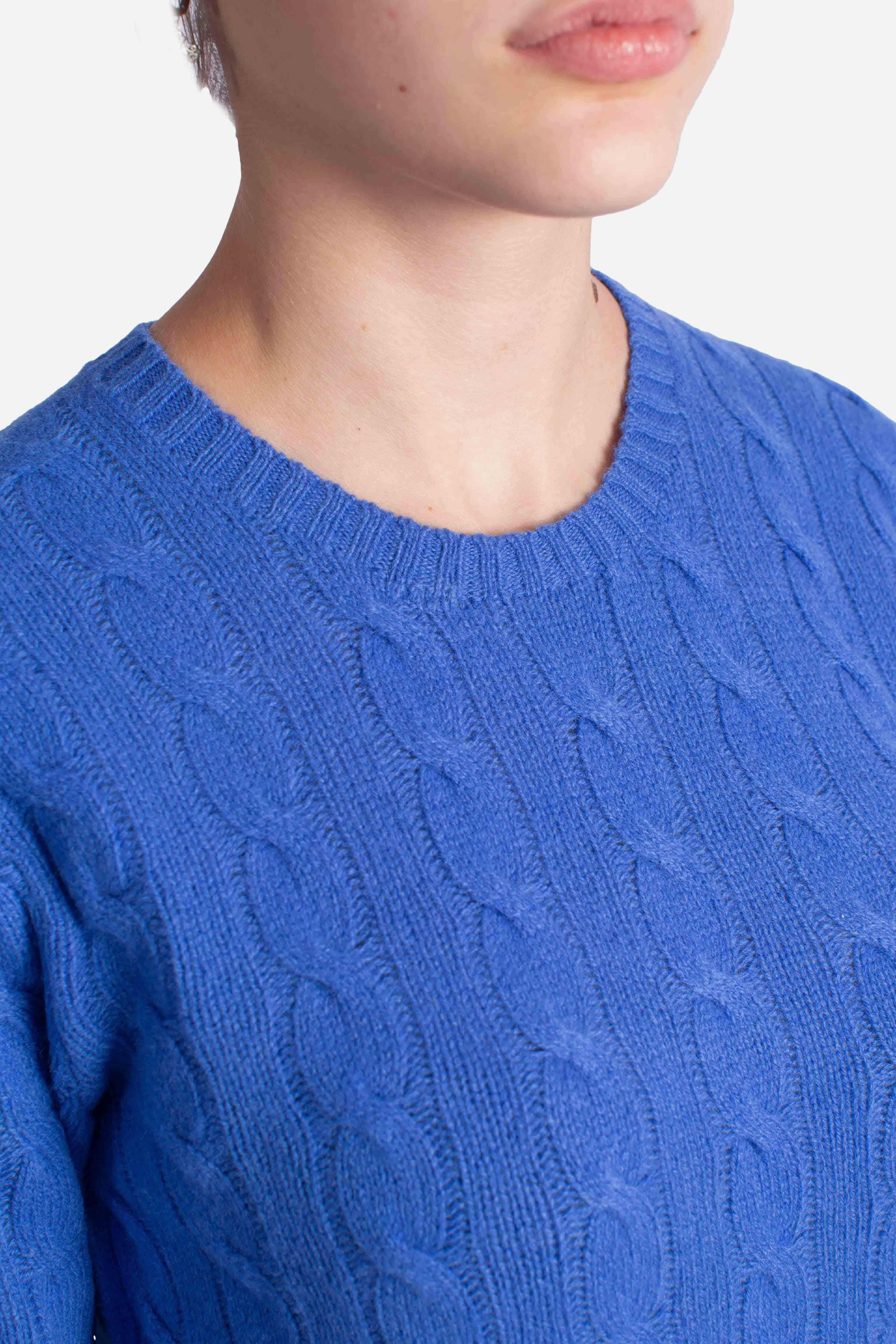 Girocollo in lana e cashmere a trecce blue 211971865006 POLO RALPH LAUREN