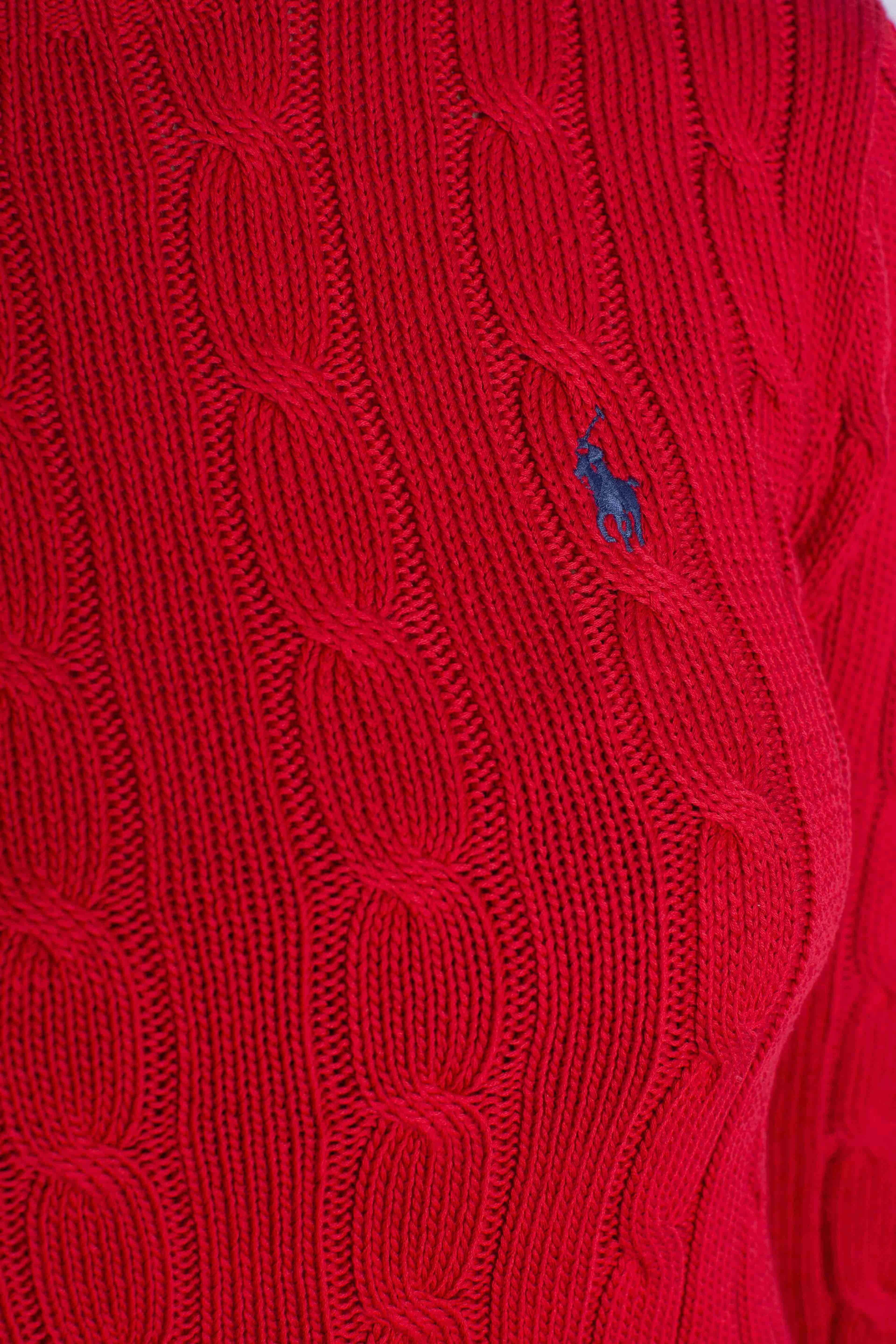 Maglia a girocollo in cotone a trecce red 211971869021 POLO RALPH LAUREN