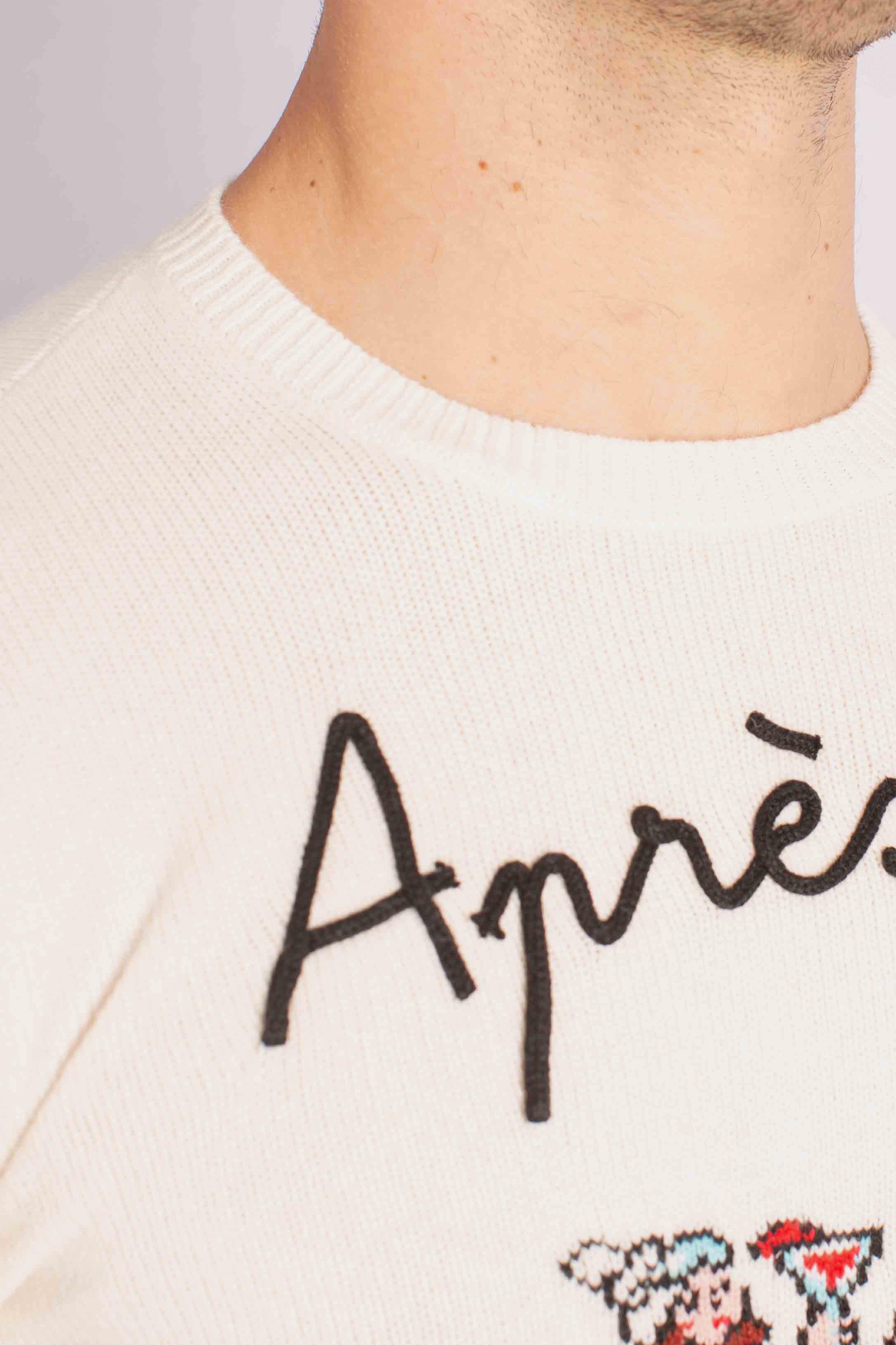 Maglia Uomo Girocollo "Après Ski Lover" in Lana Bianca QUE0010038981I MC2 SAINT BARTH