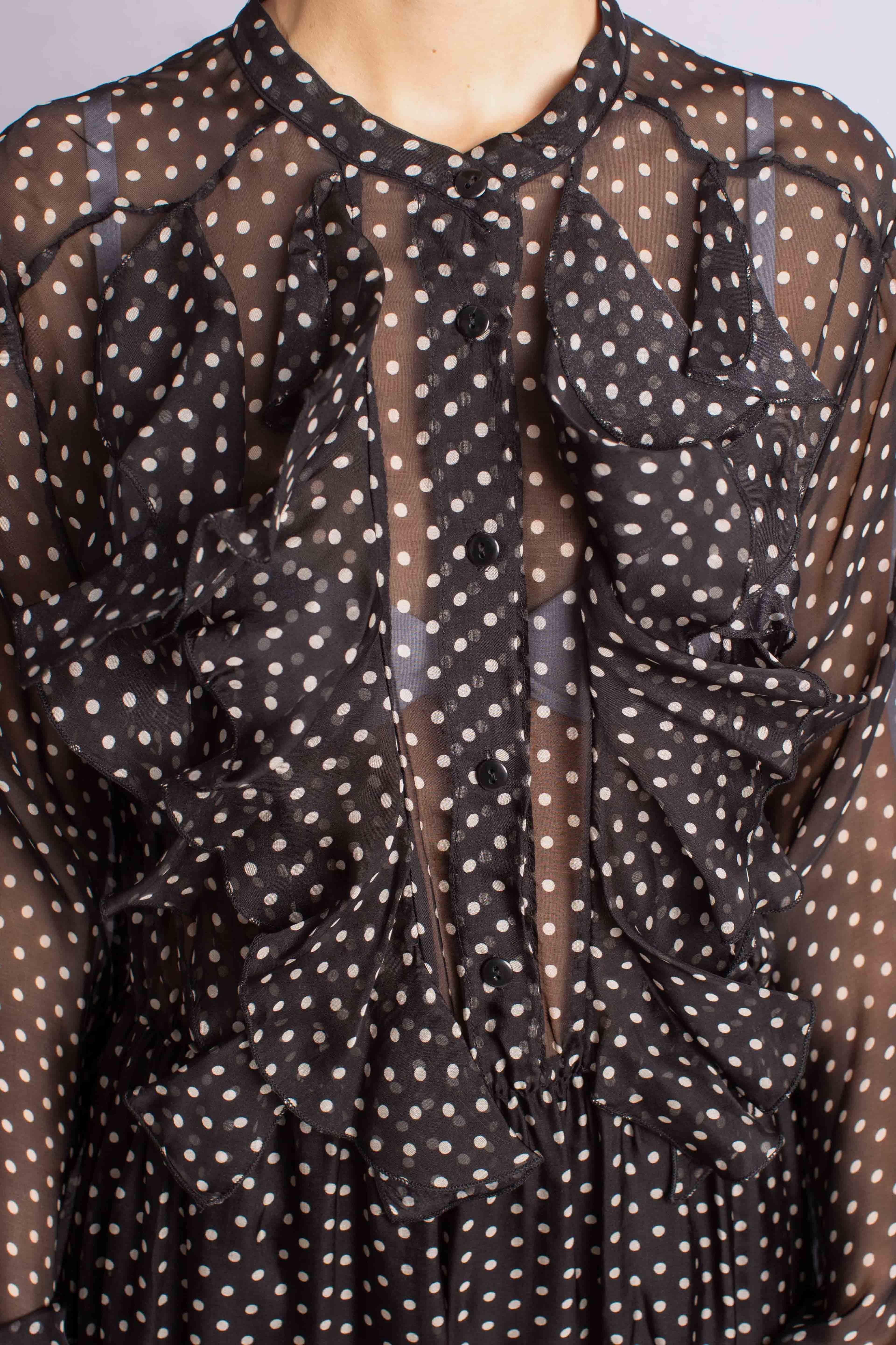 Abito lungo pois in voile di seta e viscosa A207Y010A3998 DIXIE