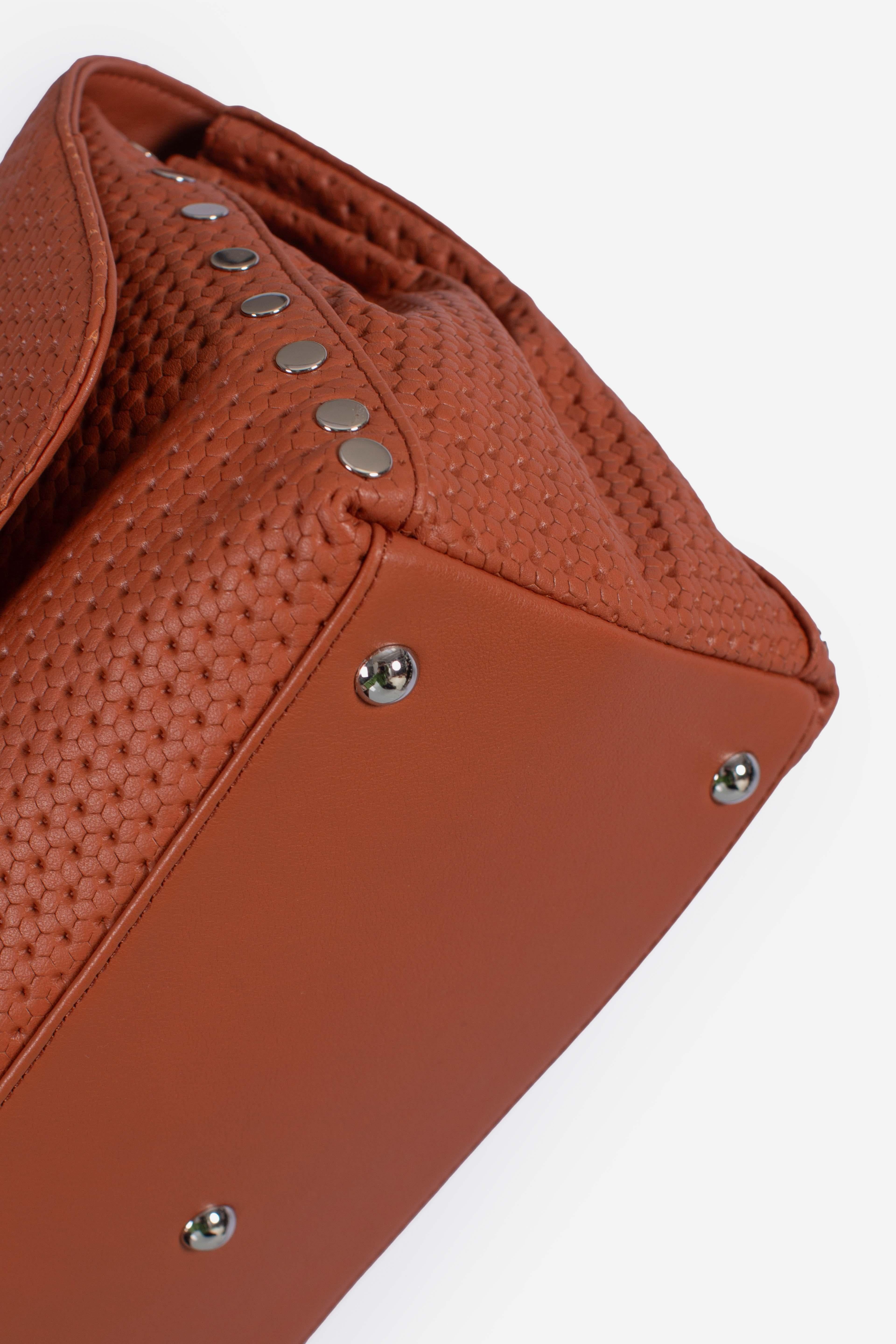 Borsa Postina S effetto intrecciato brown brandy 0680102190000SZ0203 ZANELLATO
