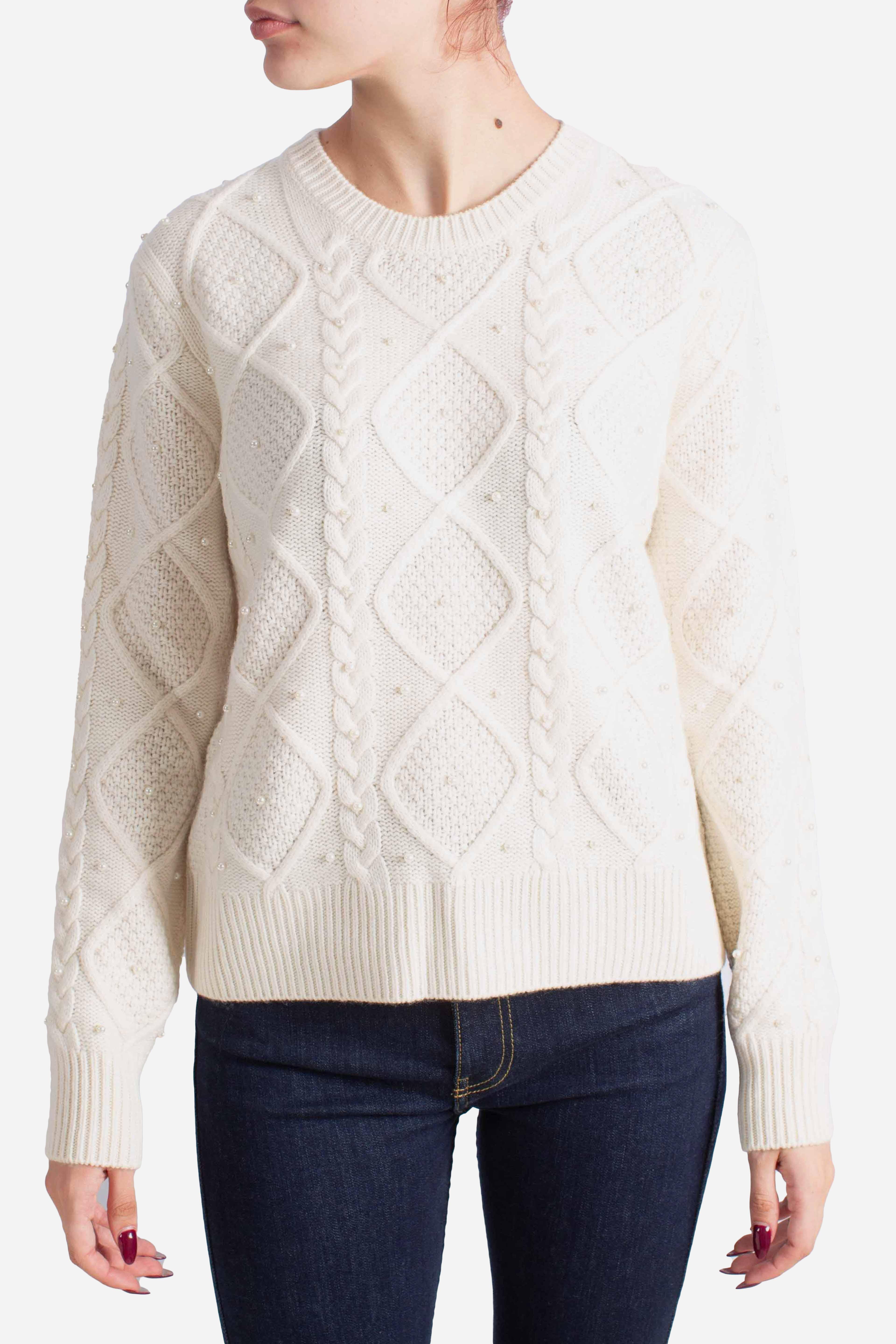 Maglia white con Treccia e Perline MALM000300386I MC2 SAINT BARTH