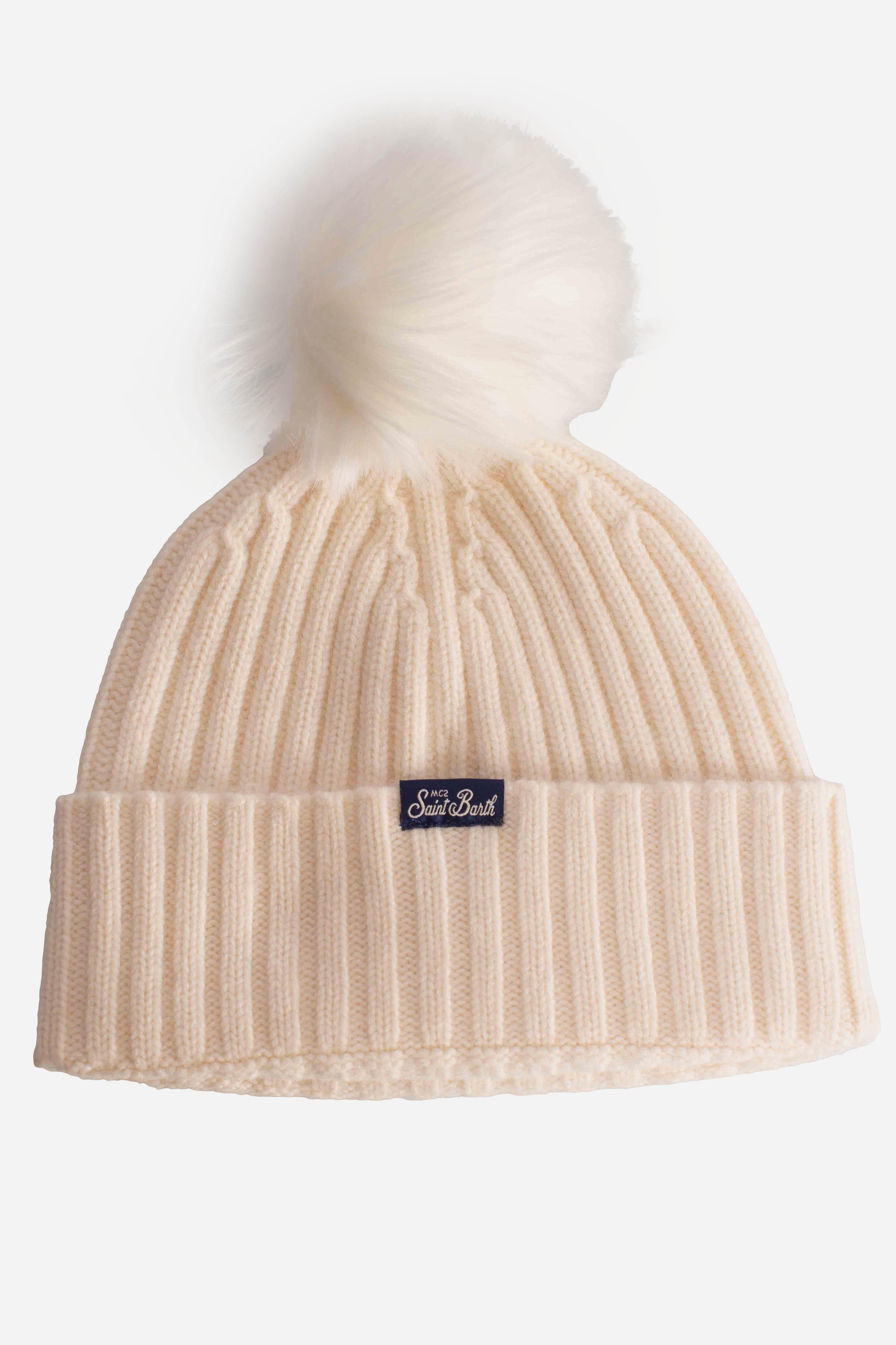 Cuffia Cortina in Lana con Pompon white WENG00603708I MC2 SAINT BARTH