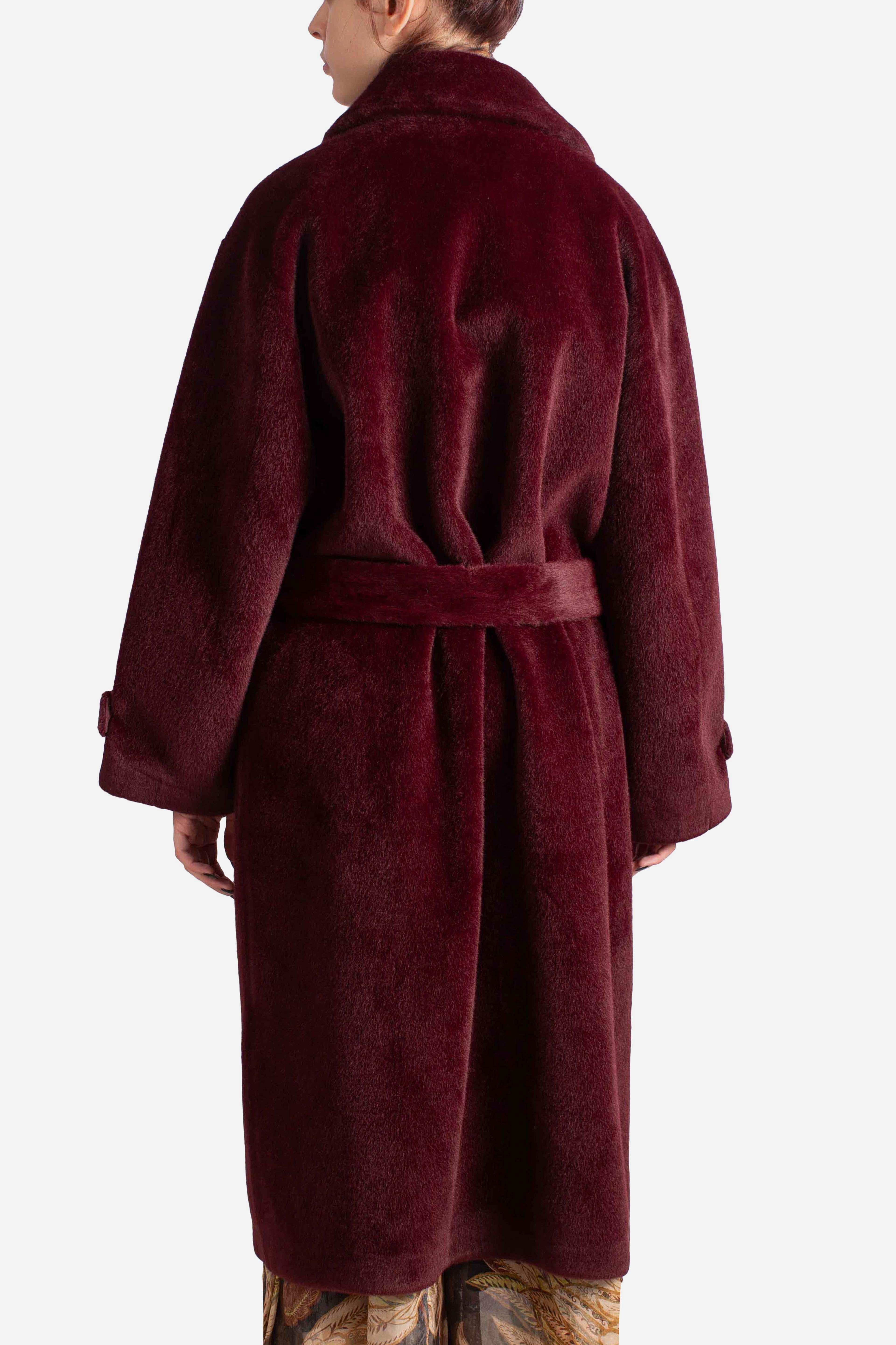 Cappotto lungo in eco-pelliccia con cintura K330Y009A1380 DIXIE