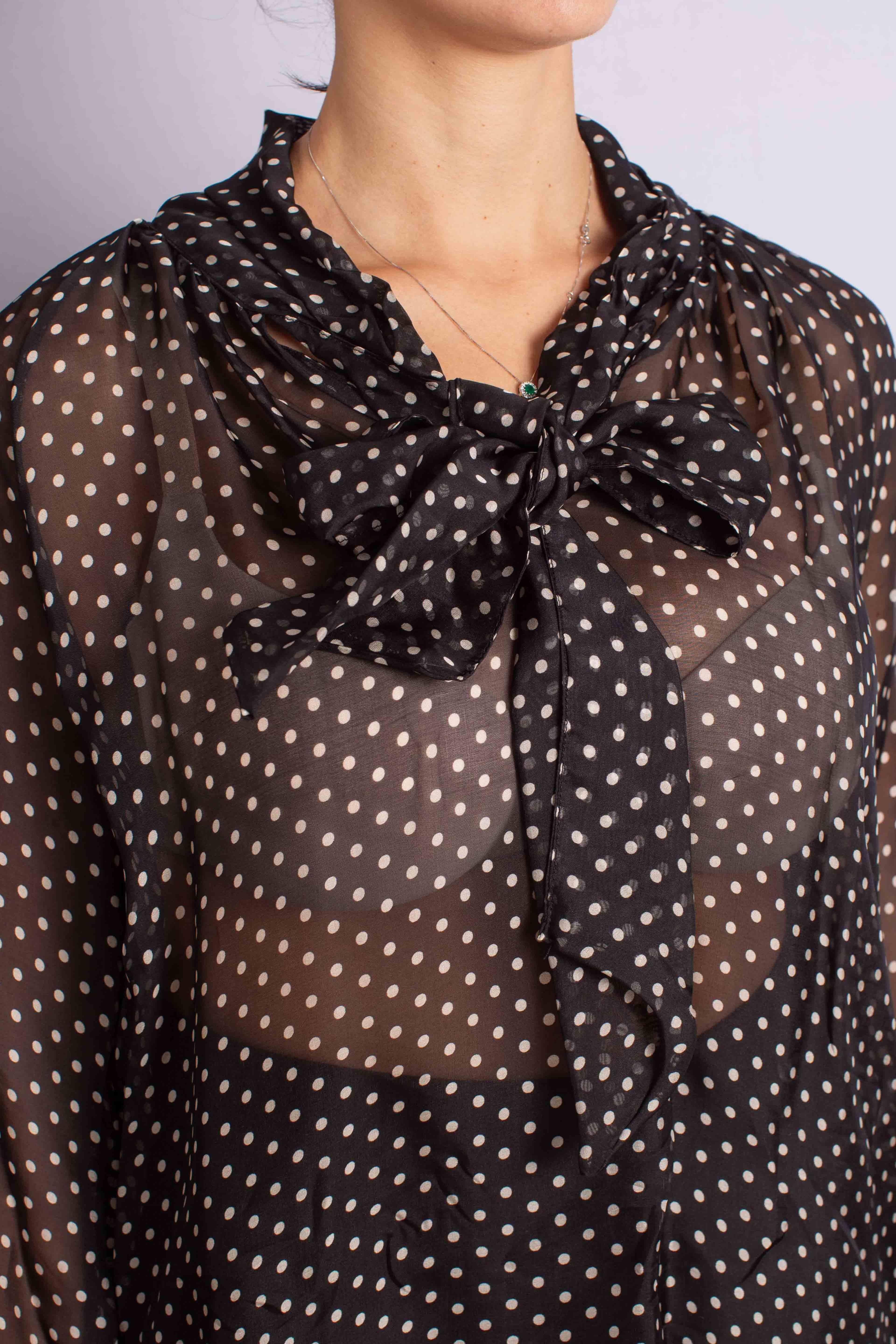 Blusa a Pois con Fiocco C207Y018A3998 DIXIE