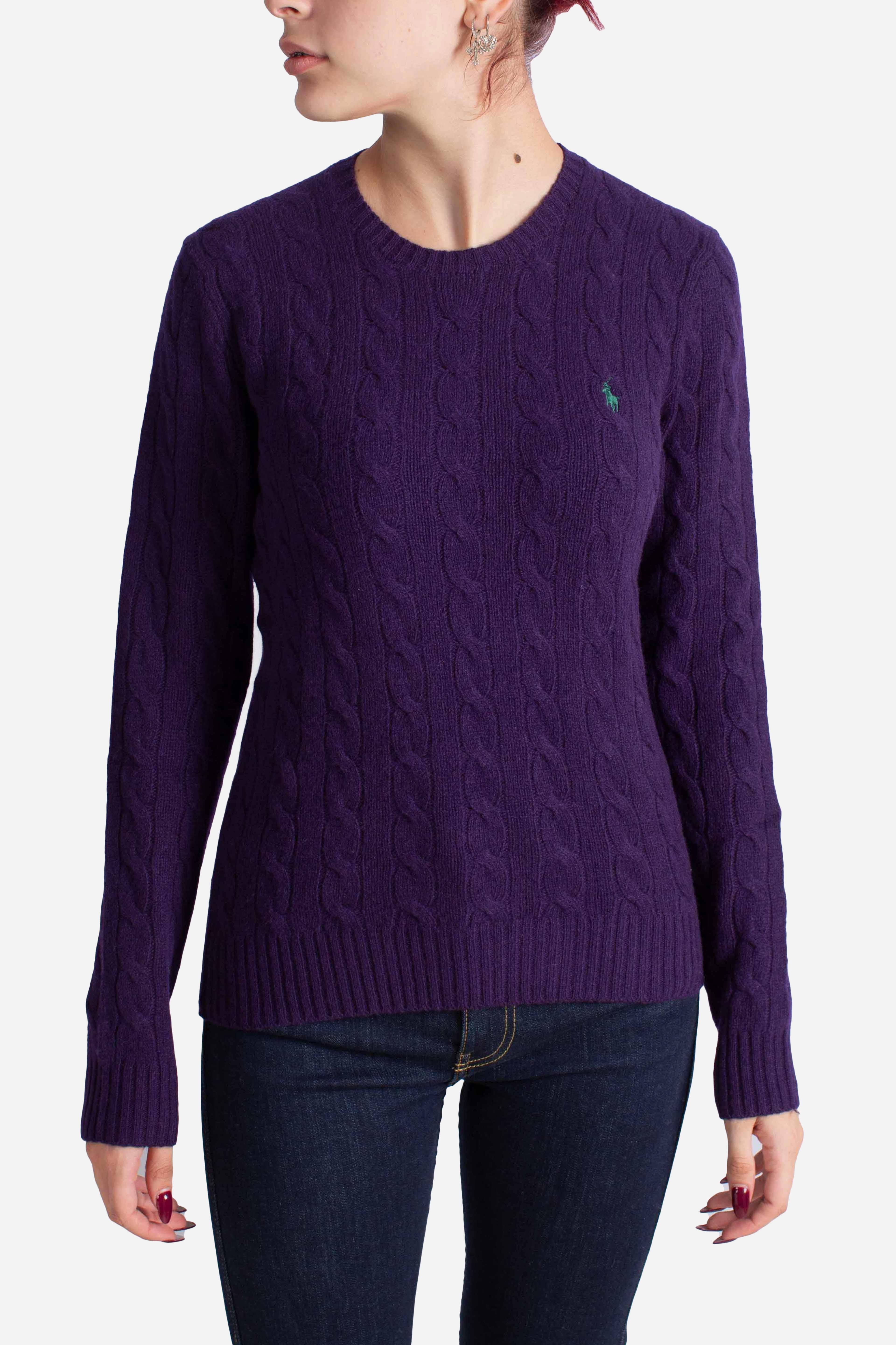 Girocollo in lana e cashmere a trecce purple 211971865011 POLO RALPH LAUREN