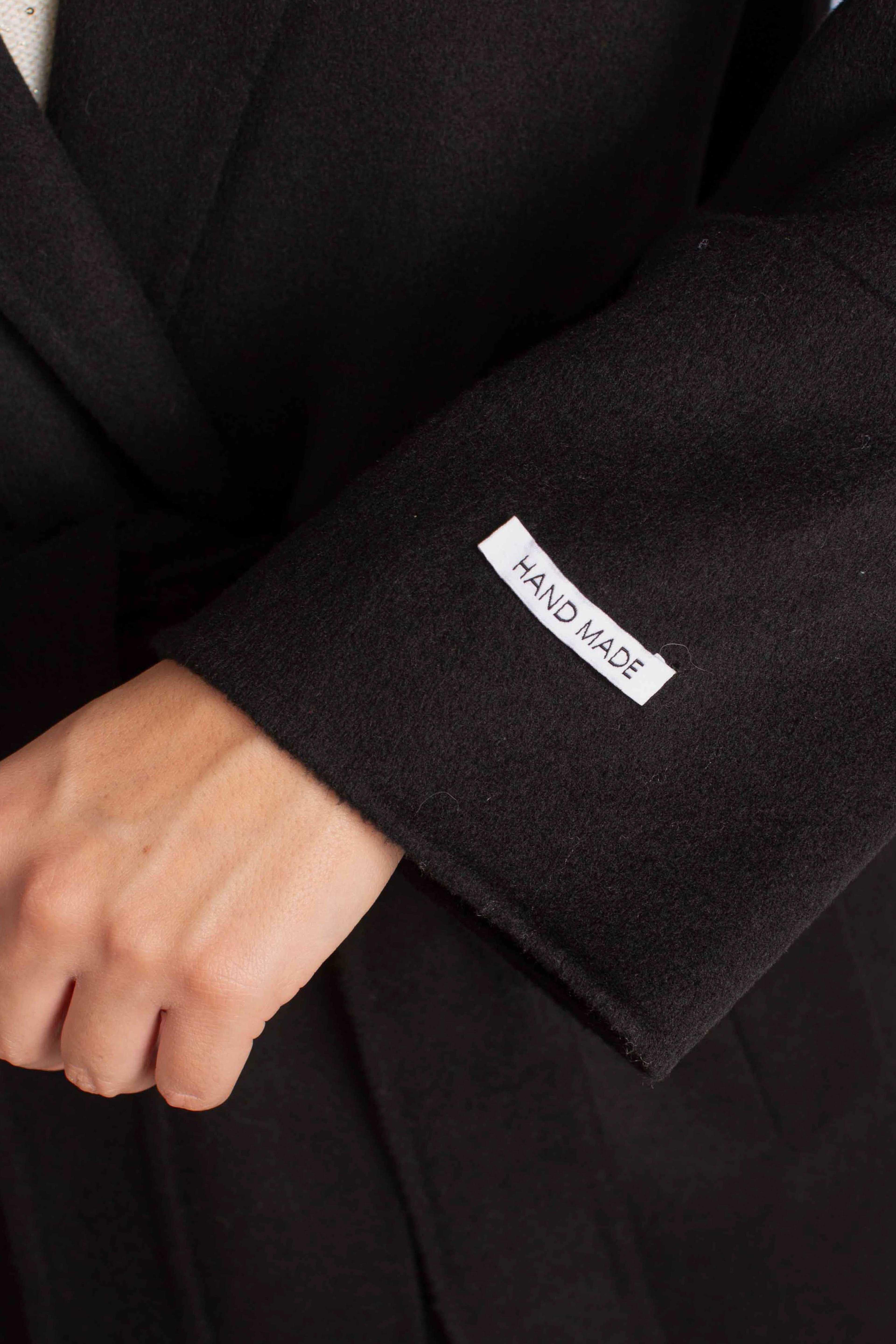 Cappotto lungo con cappuccio e cintura nero K330Y006A1900 DIXIE
