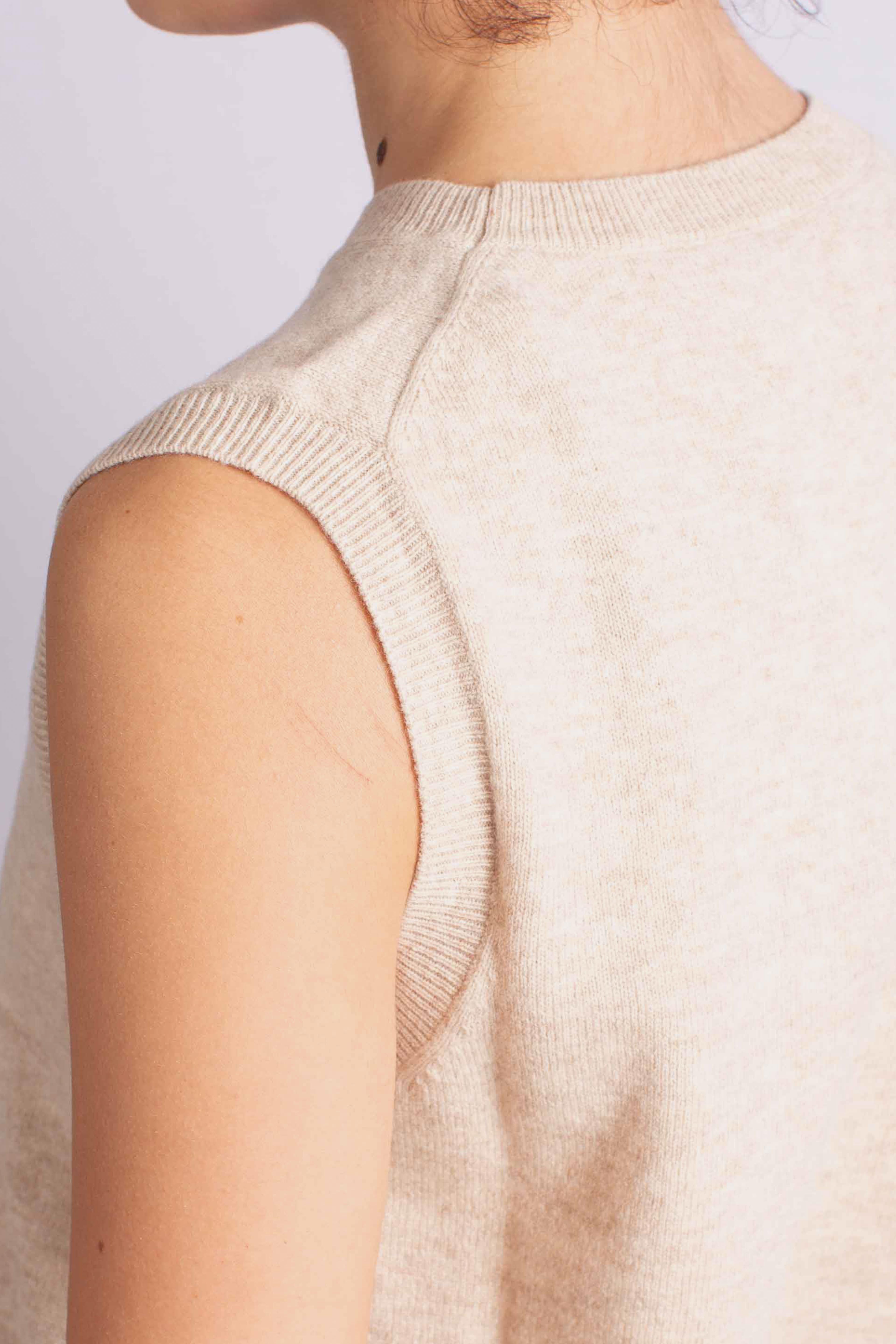 Top Senza Maniche in Maglia Beige AIN000100031I MC2 SAINT BARTH