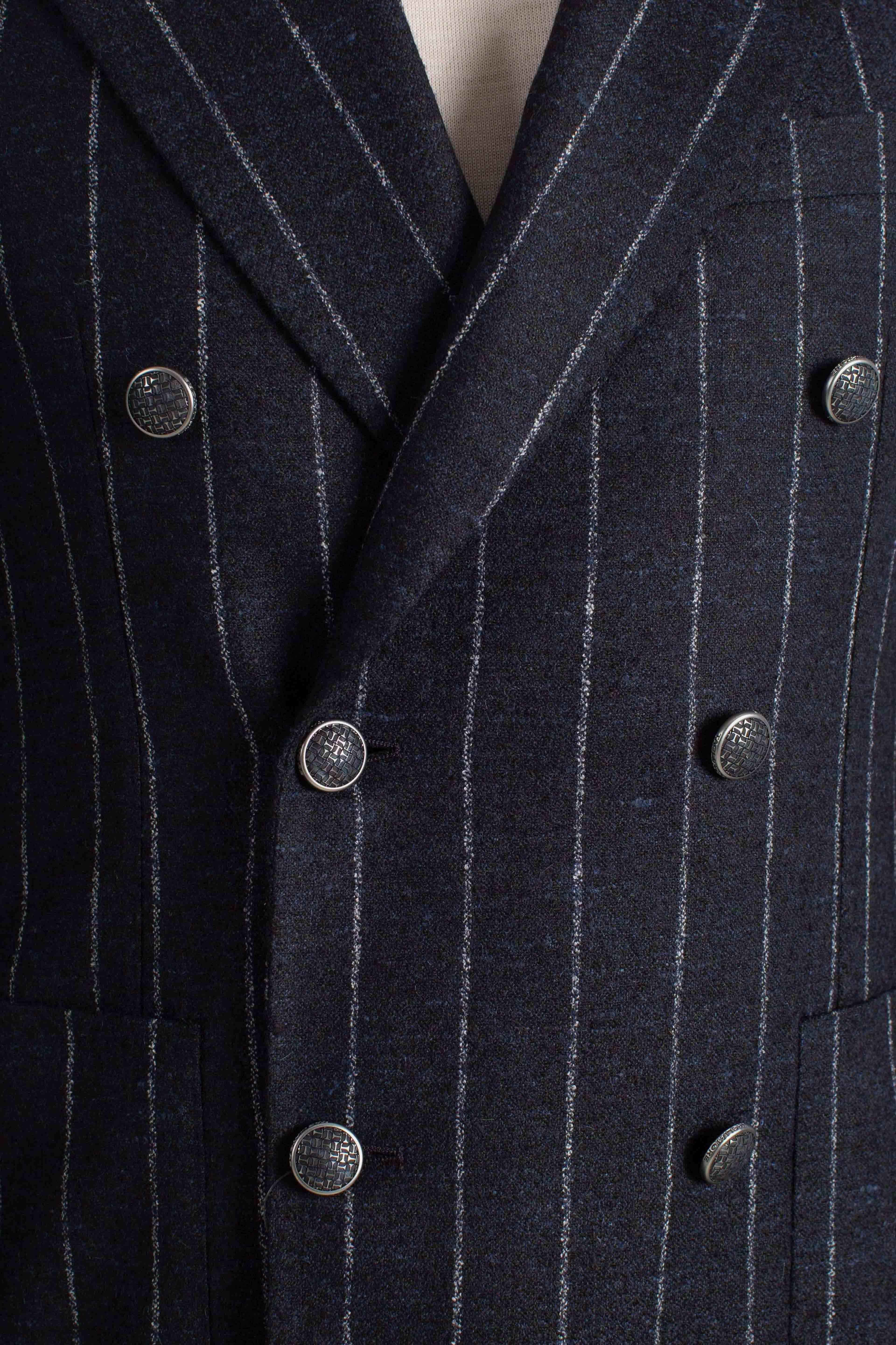 Giacca doppiopetto gessata blu 1SMC20K850012B3263 TAGLIATORE