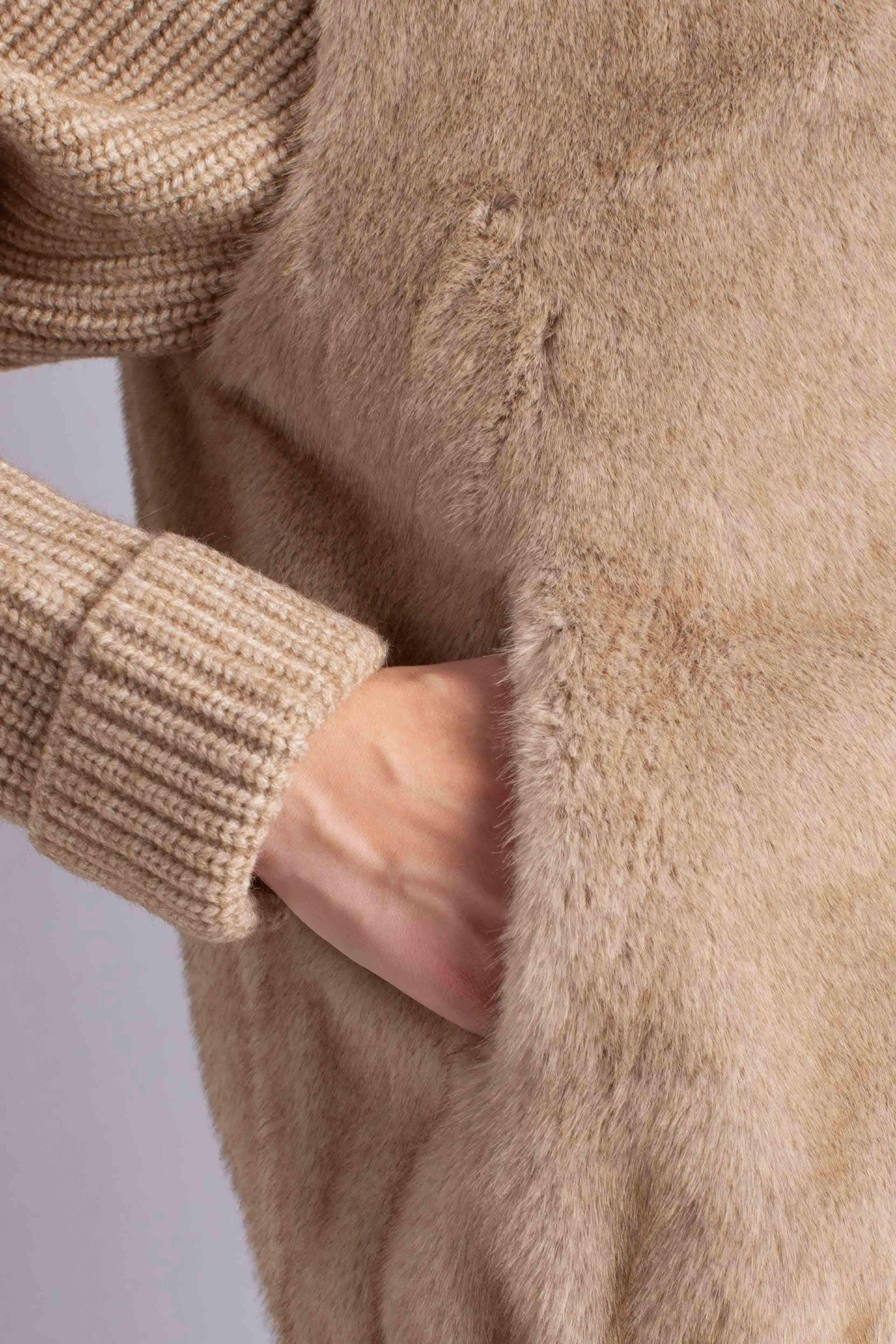 Giacca in Maglia e pelliccia sintetica Beige AEL000100232I MC2 SAINT BARTH