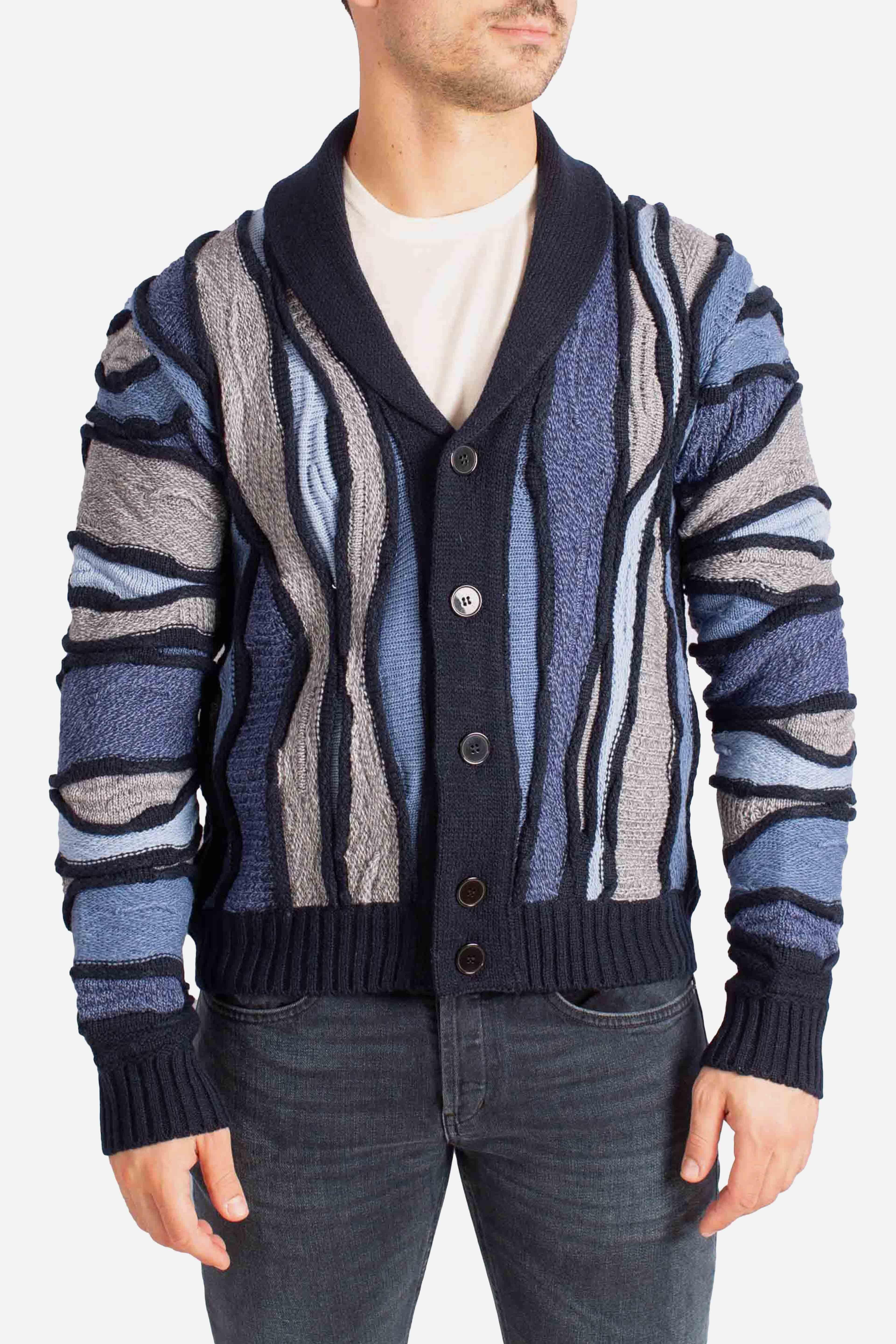 Cardigan Uomo Blue Multicolor 32091599G0490 LORENZONI