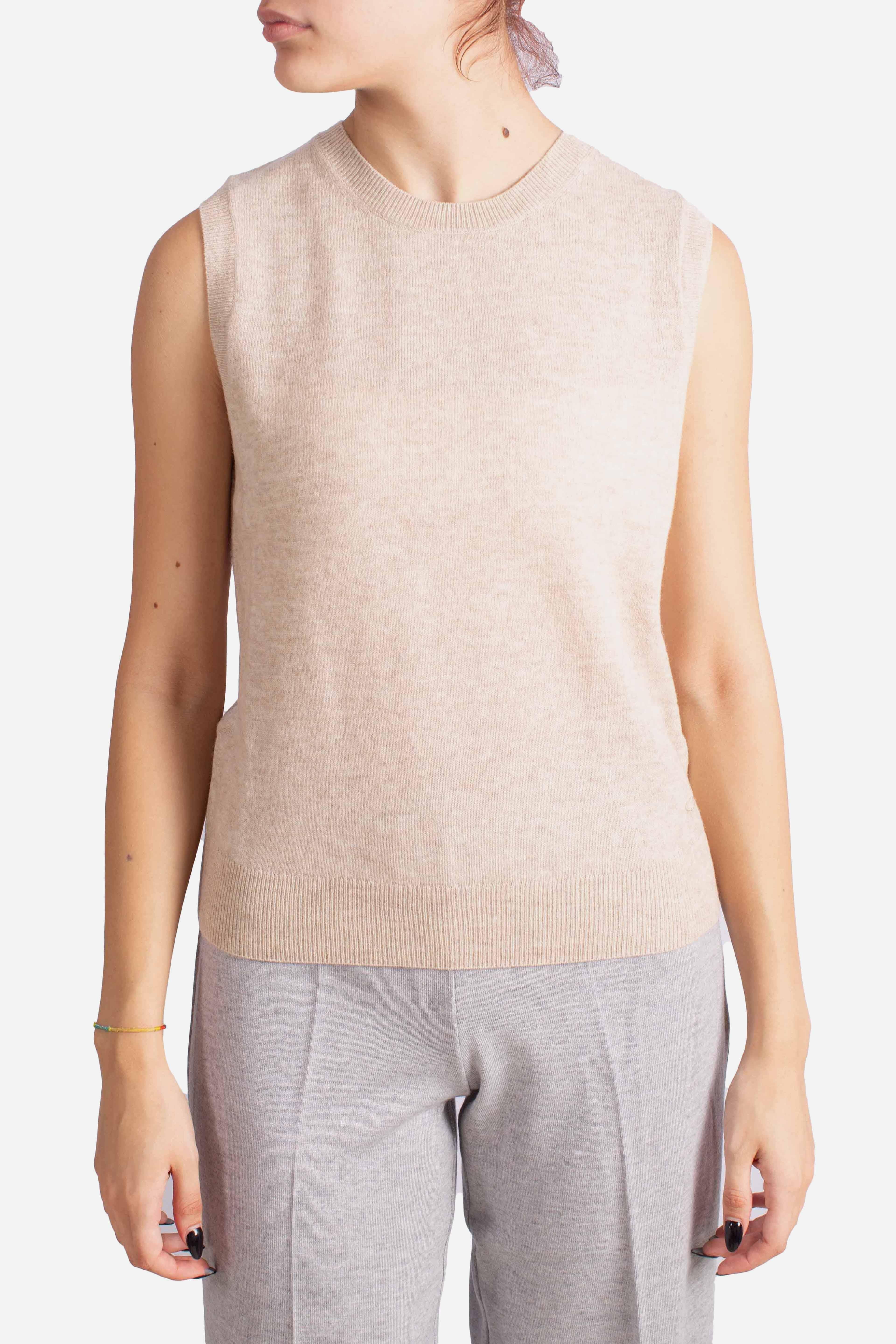Top Senza Maniche in Maglia Beige AIN000100031I MC2 SAINT BARTH