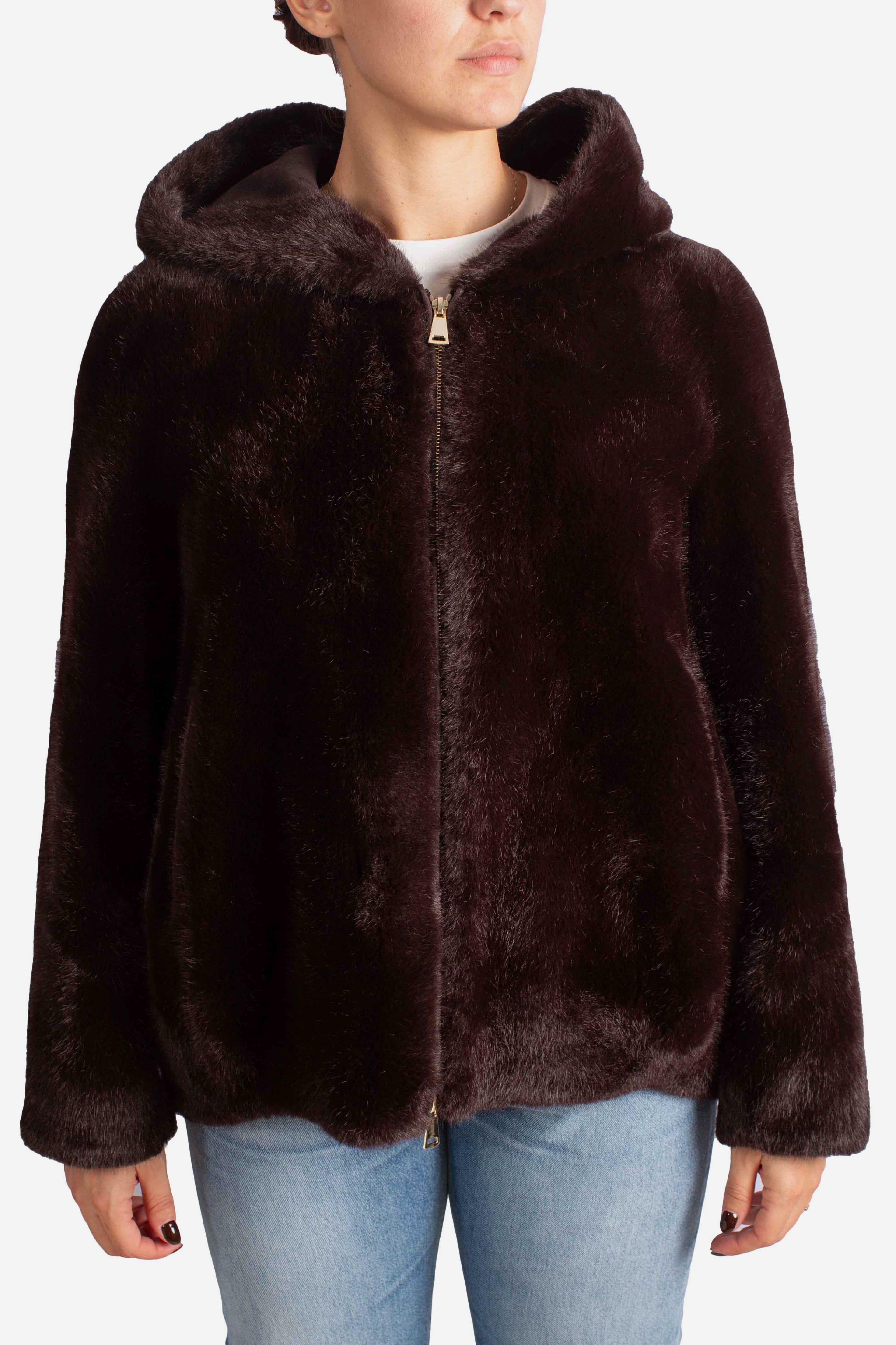 Giacca in eco pelliccia con cappuccio V330Y003A1880 DIXIE