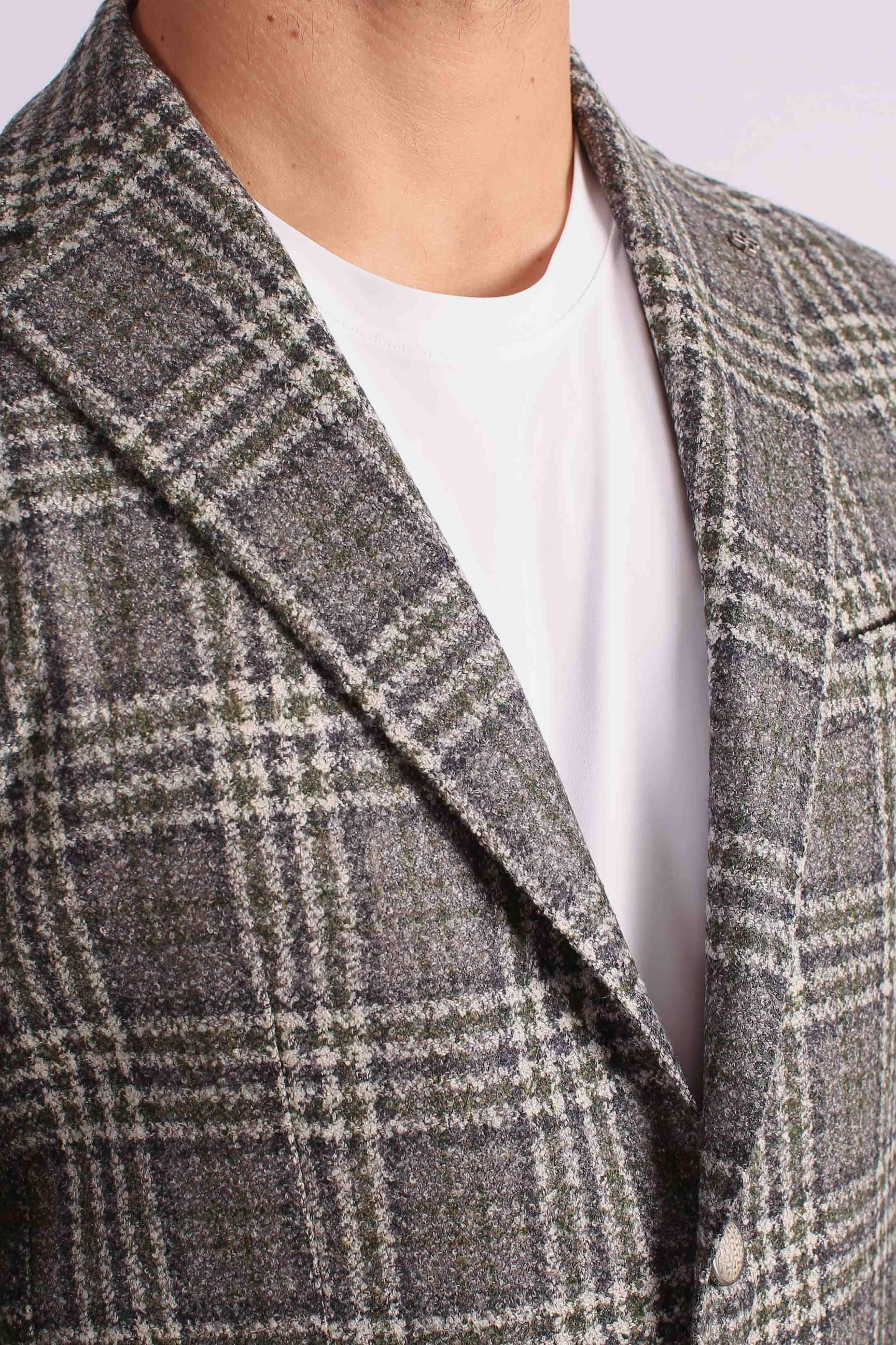 Giacca monopetto Principe di Galles in Lana grigio silver 1SMC22K440022QV3304 TAGLIATORE