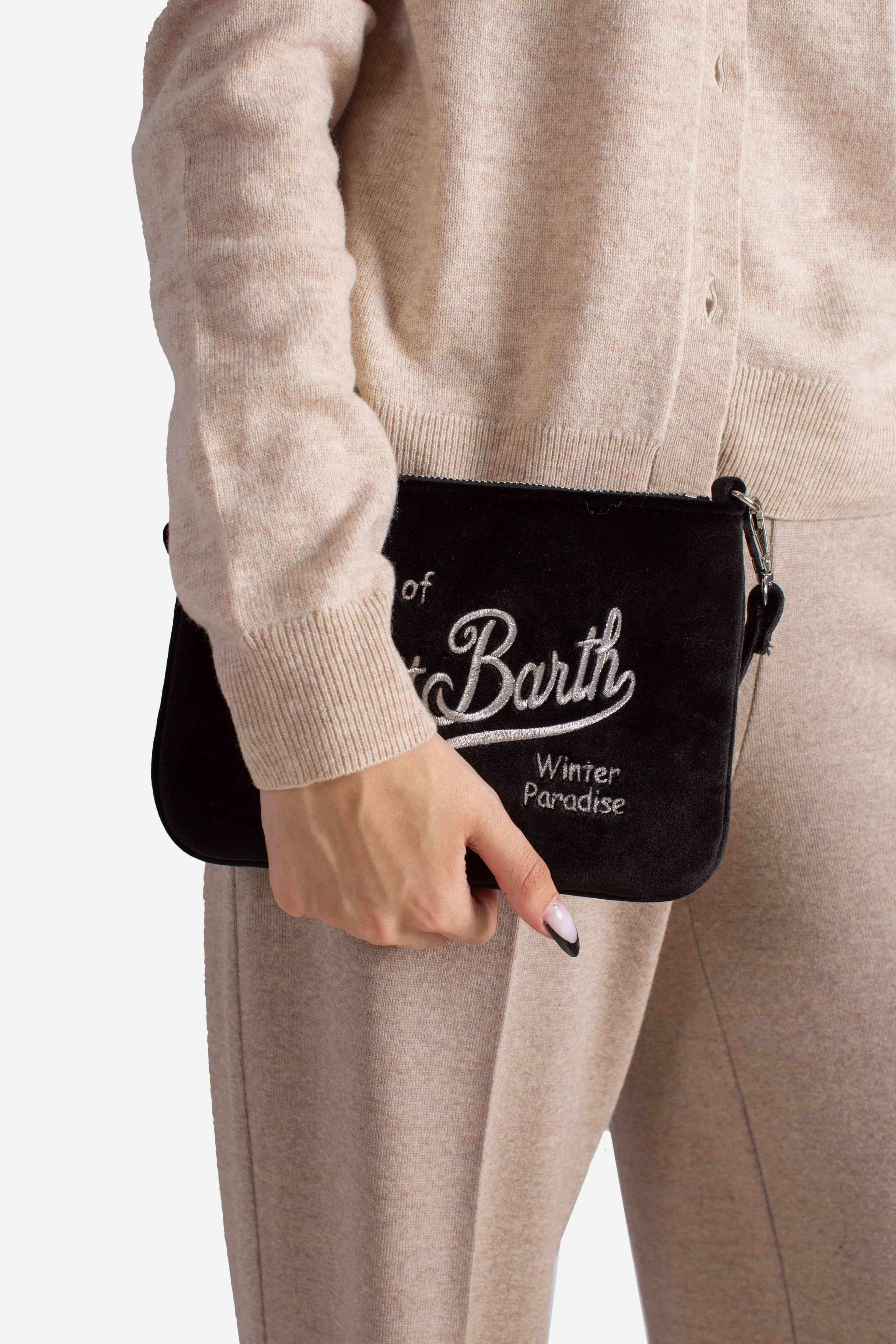 Pouch black Mini Parisienne con ricamo Saint Barth PARM00500207I MC2 SAINT BARTH