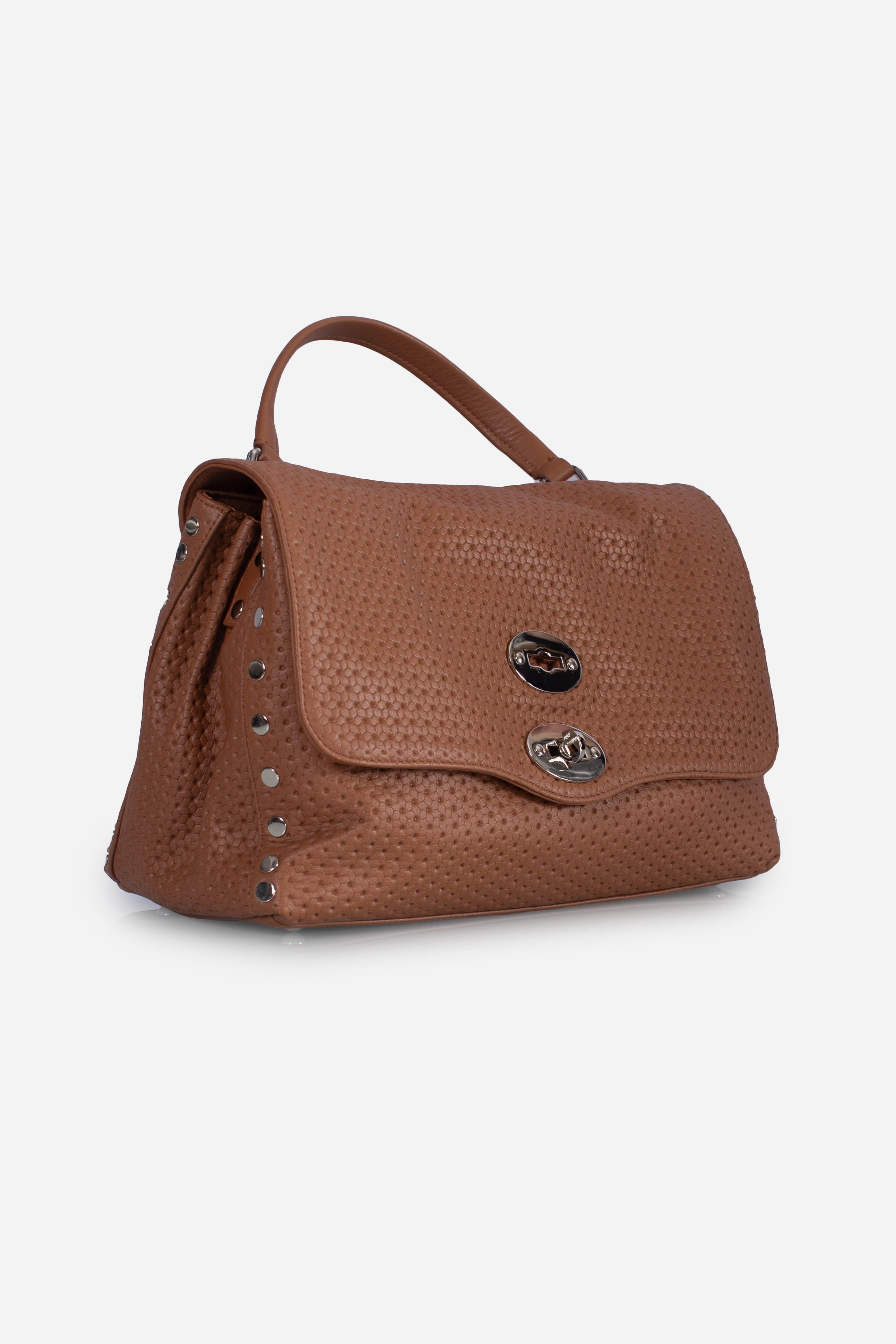 Borsa Postina S effetto intrecciato brown lion 0680102190000SZ0204 ZANELLATO