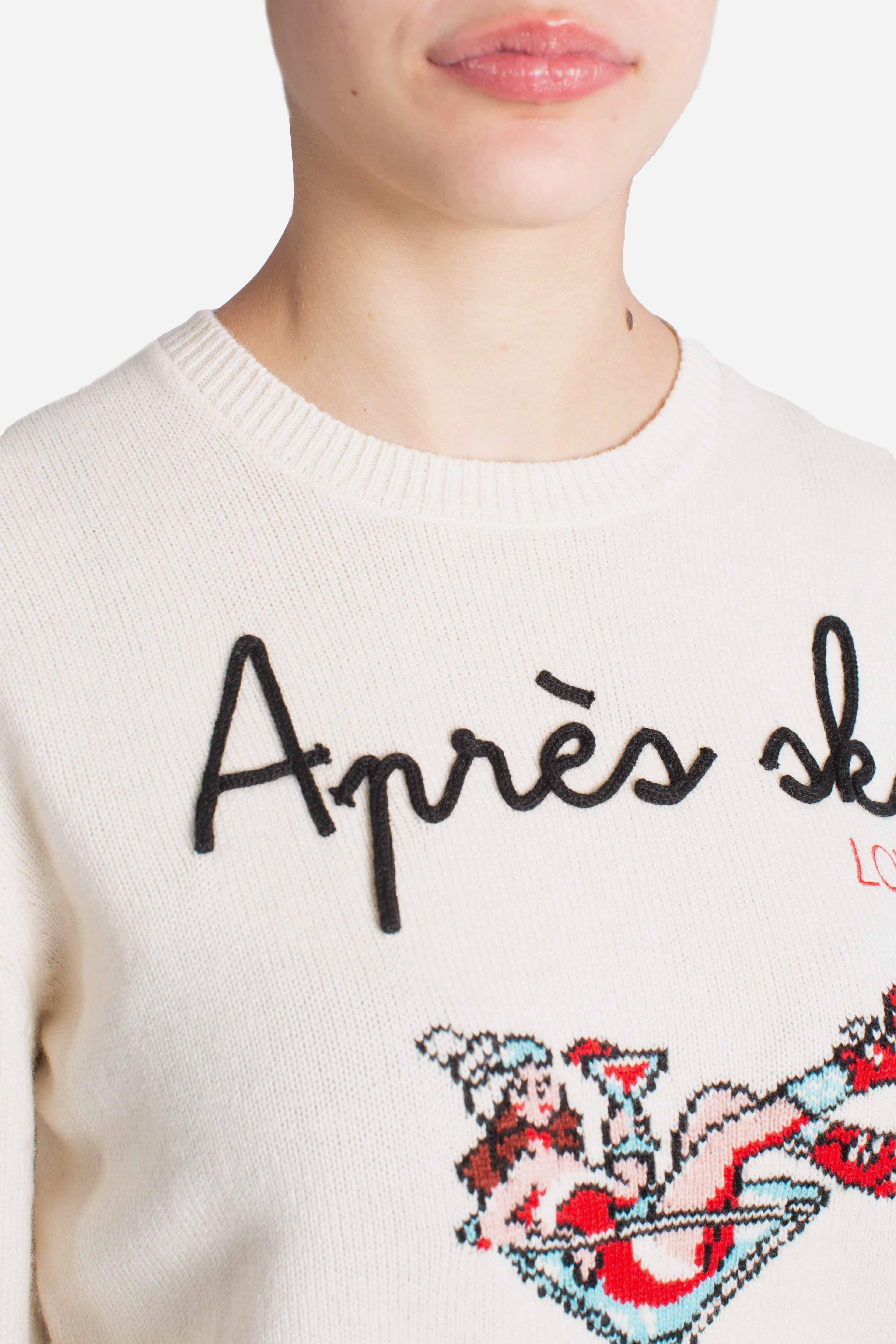 Maglia donna Girocollo "Après Ski Lover" in Lana Bianca QUE0010038981I MC2 SAINT BARTH