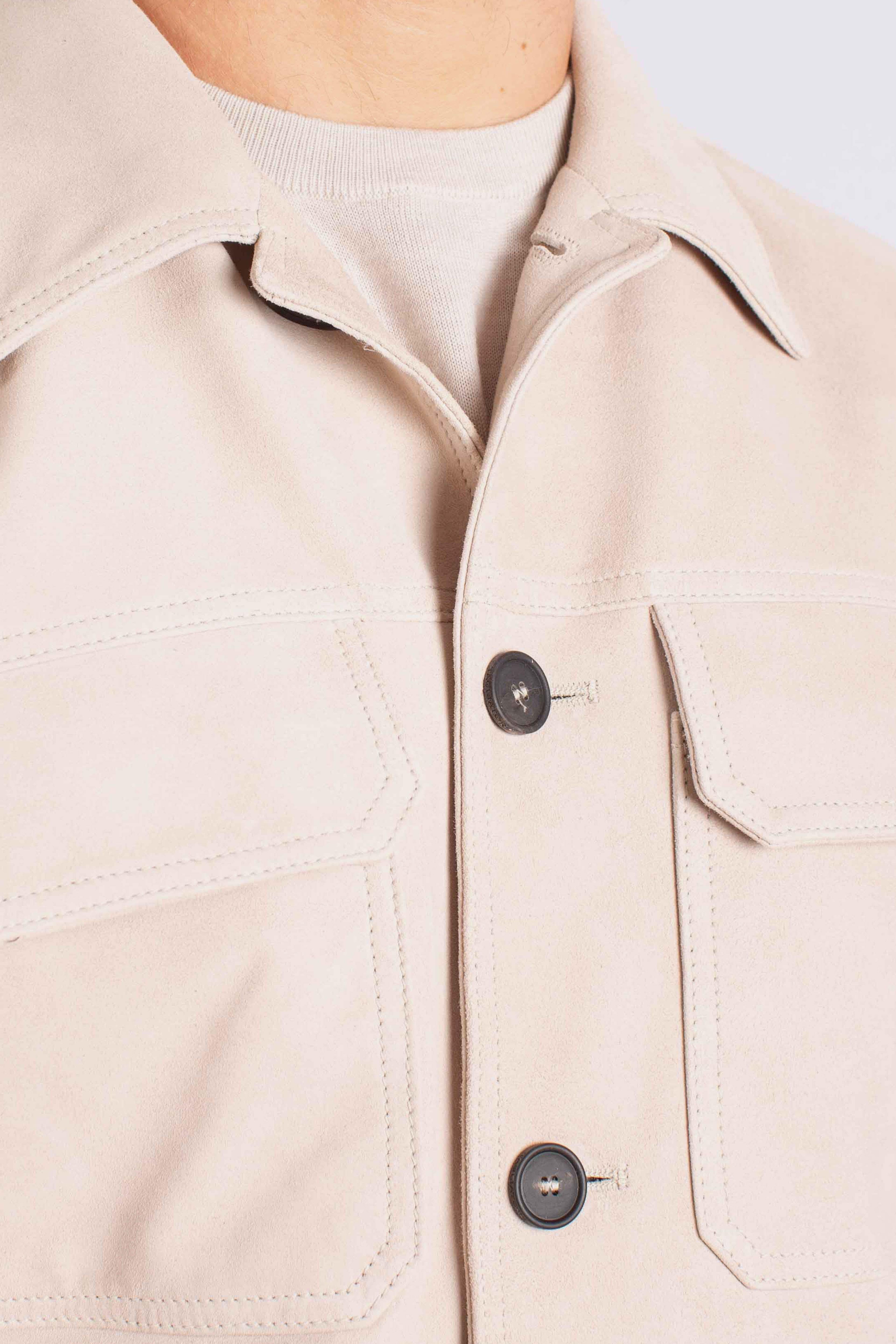 Giacca Camicia in Suede perla WALKERCHI2501PERLA TAGLIATORE