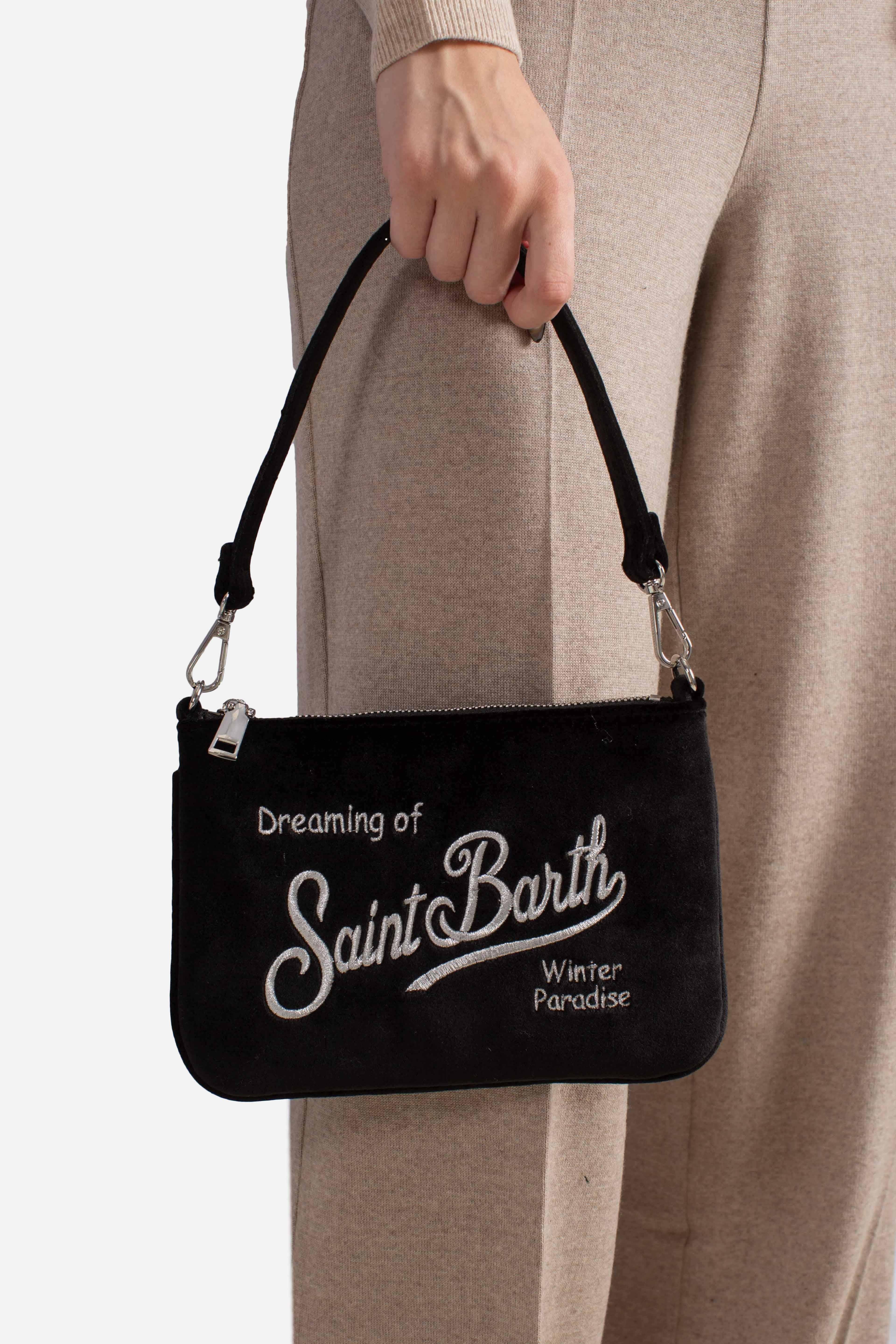 Pouch black Mini Parisienne con ricamo Saint Barth PARM00500207I MC2 SAINT BARTH
