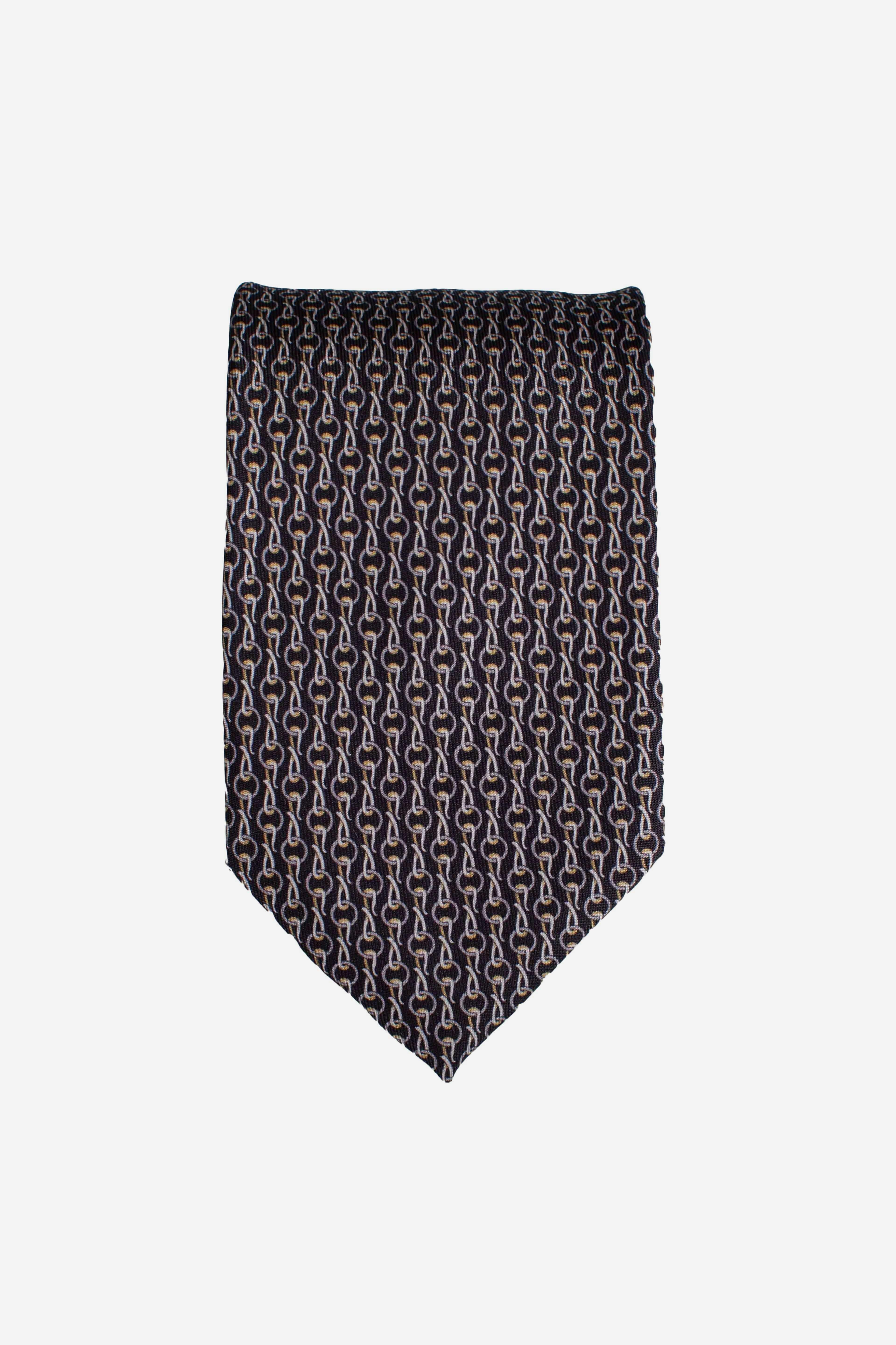 Cravatta in seta catene nero grigio CRIJ47101 FEFE'