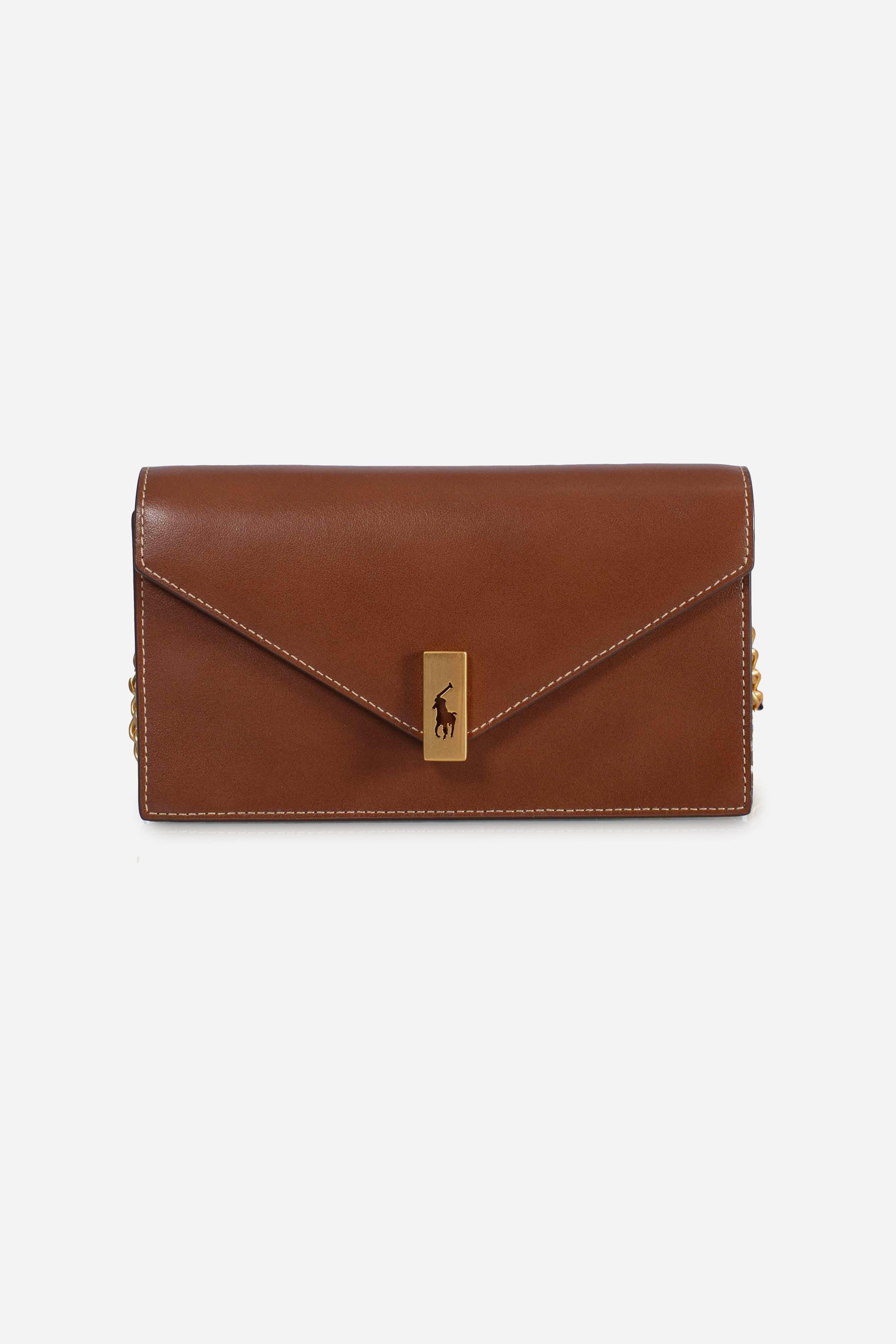 Borsa portafoglio Polo ID pelle e catena brown 427961946003 POLO RALPH LAUREN