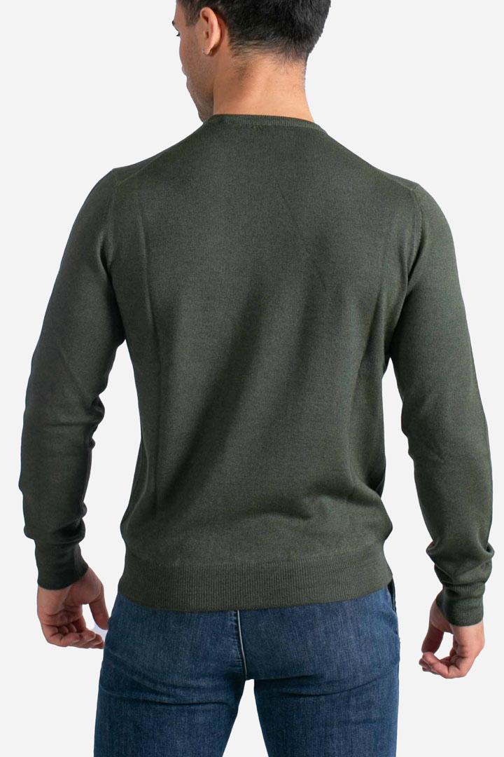 Maglia Girocollo in Lana Merino Extrafine verde militare 5516722792628 GRAN SASSO