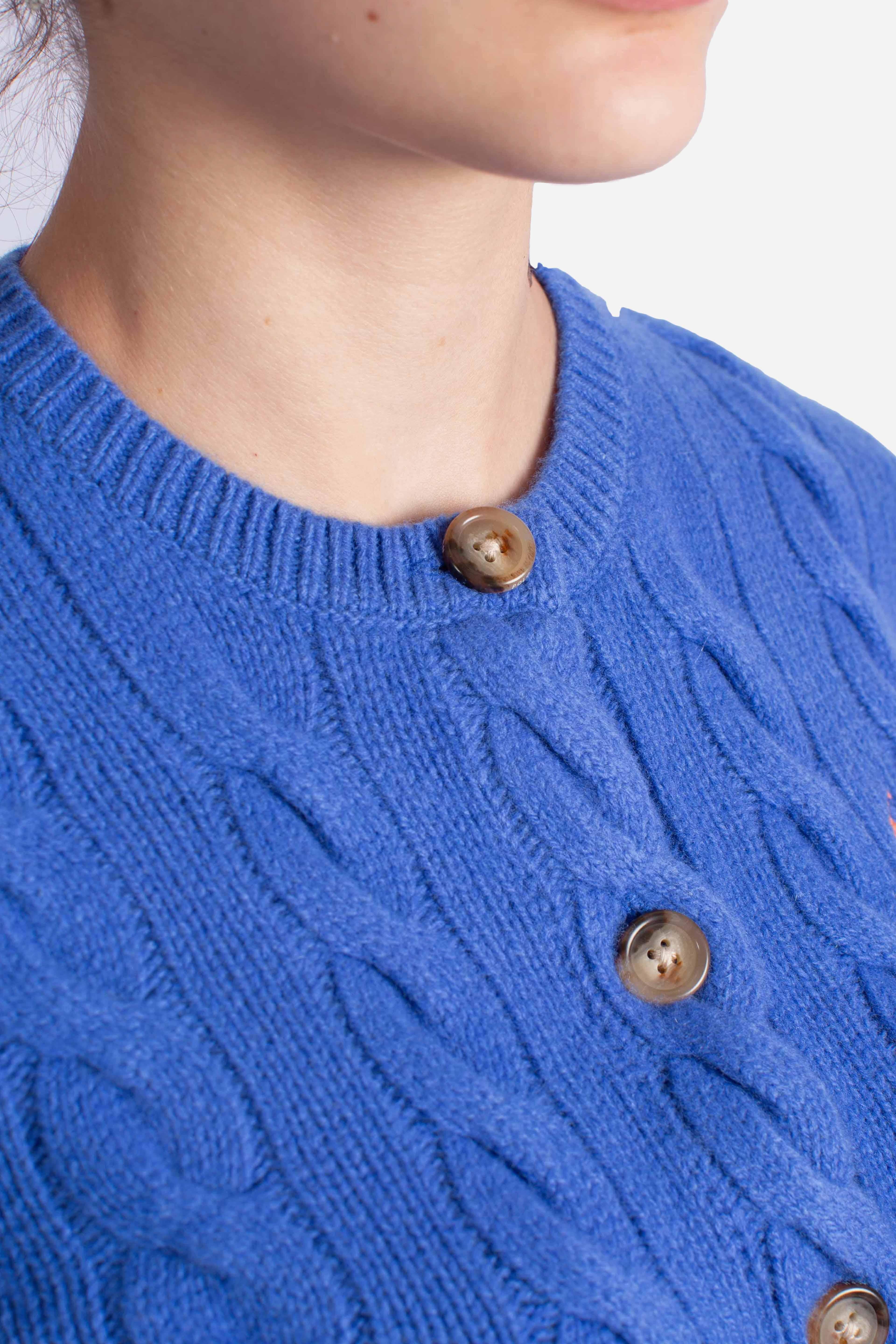 Cardigan a trecce in lana e cashmere blue 211972104012 POLO RALPH LAUREN