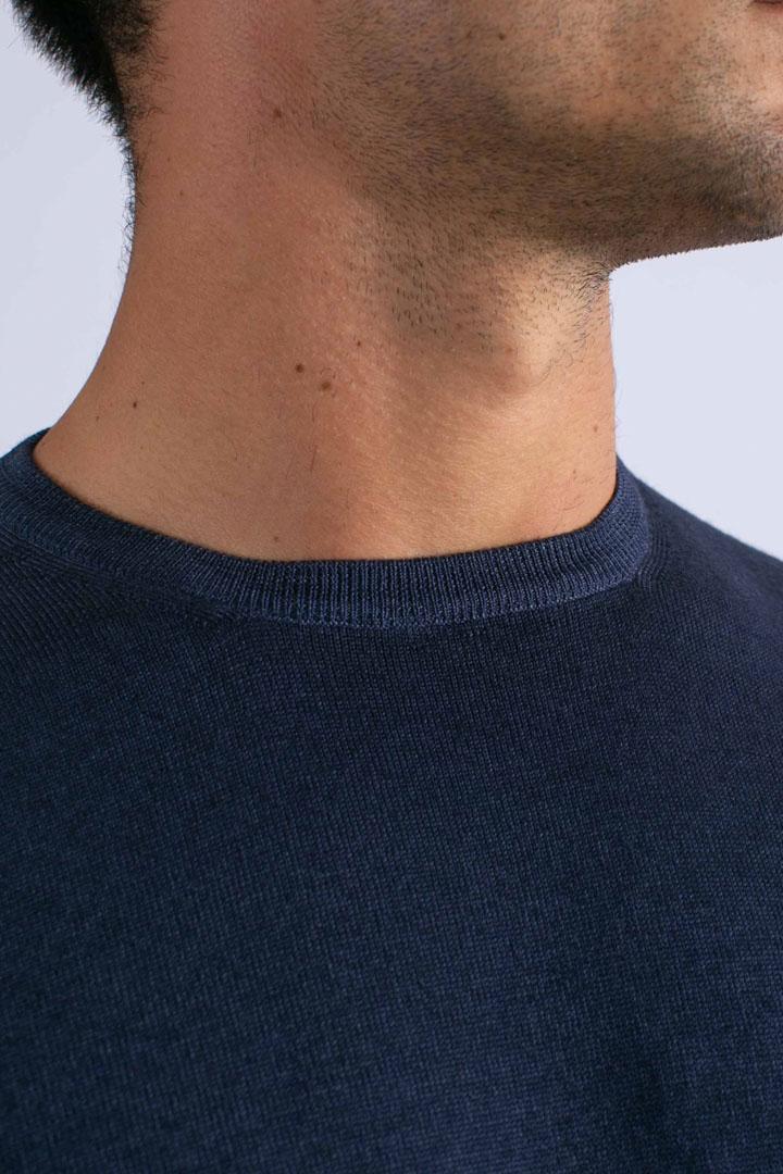 Maglia Girocollo in Lana Merino Extrafine blu avio 5516722792905 GRAN SASSO