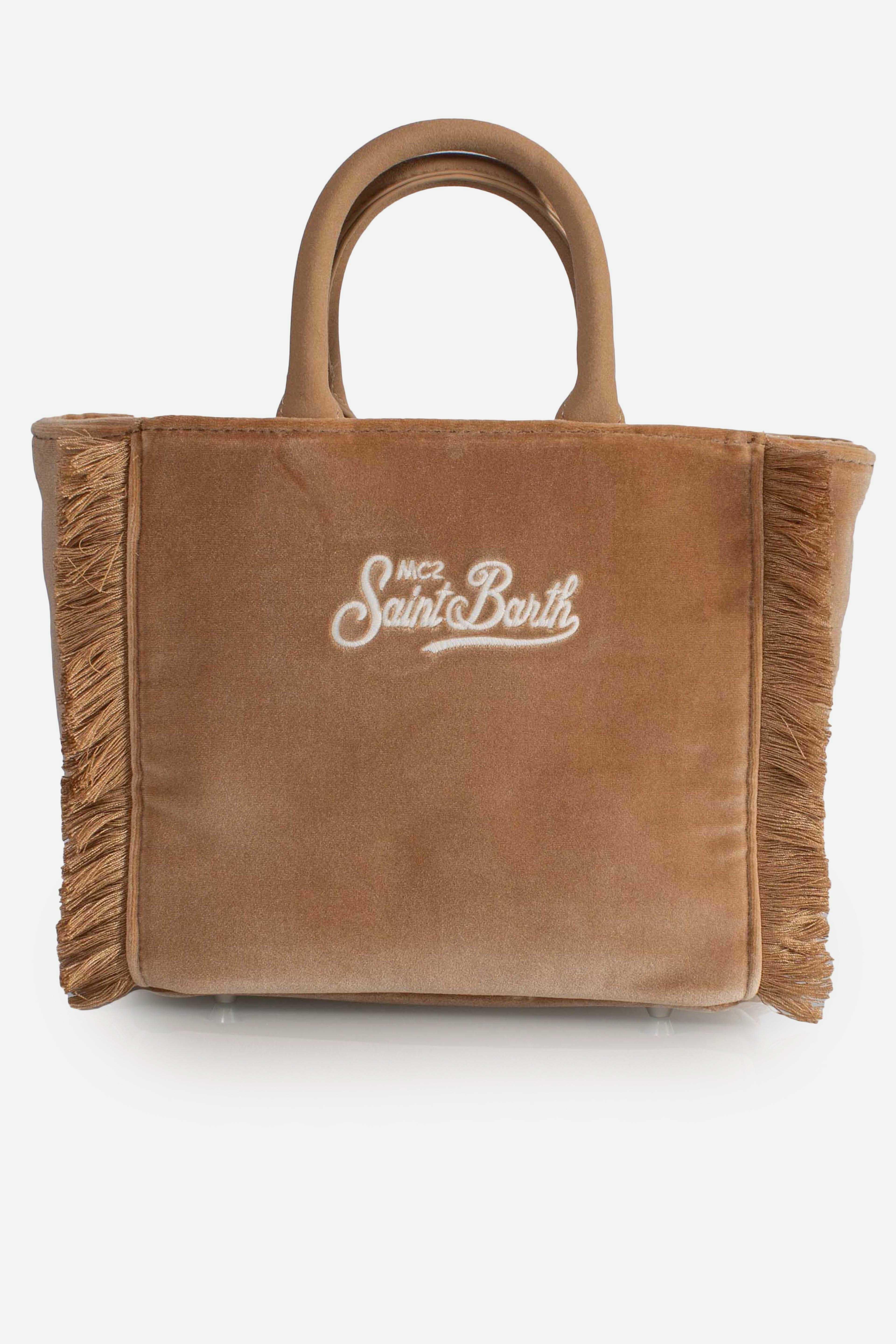 Borsa Vanity mini velvet Dreaming of Saint Barth Winter Paradise beige VAMI02700296I MC2 SAINT BARTH
