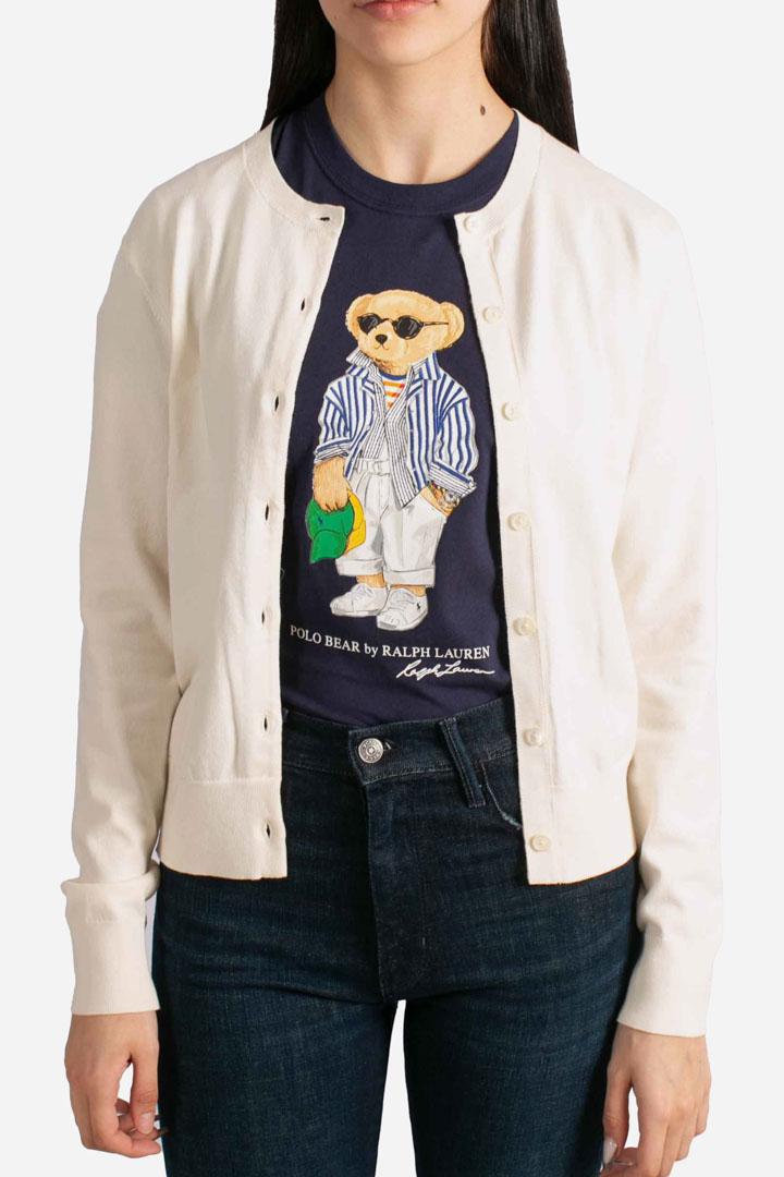 Maglia cardigan in misto cotone cream 211891672001 POLO RALPH LAUREN