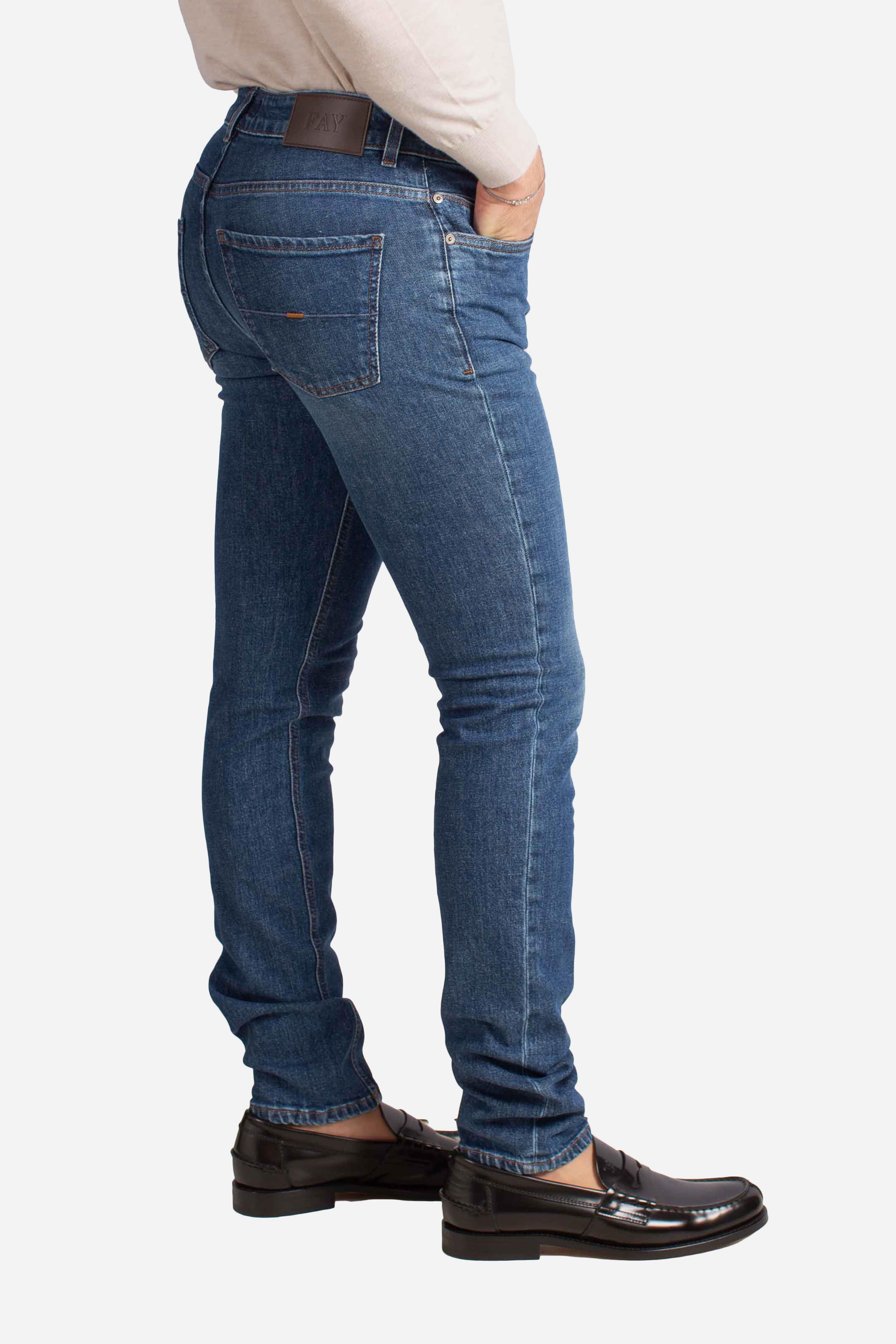 Jeans 5 Tasche in Denim Stretch blu NTM8251196LUORU607 FAY