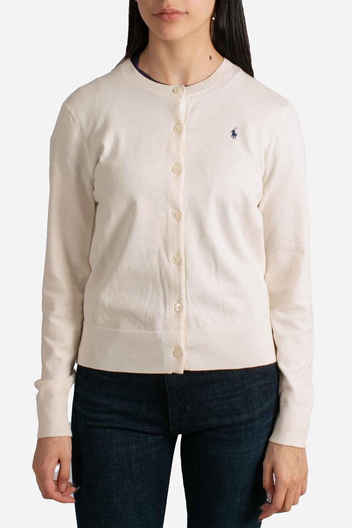 Maglia cardigan in misto cotone cream 211891672001 POLO RALPH LAUREN