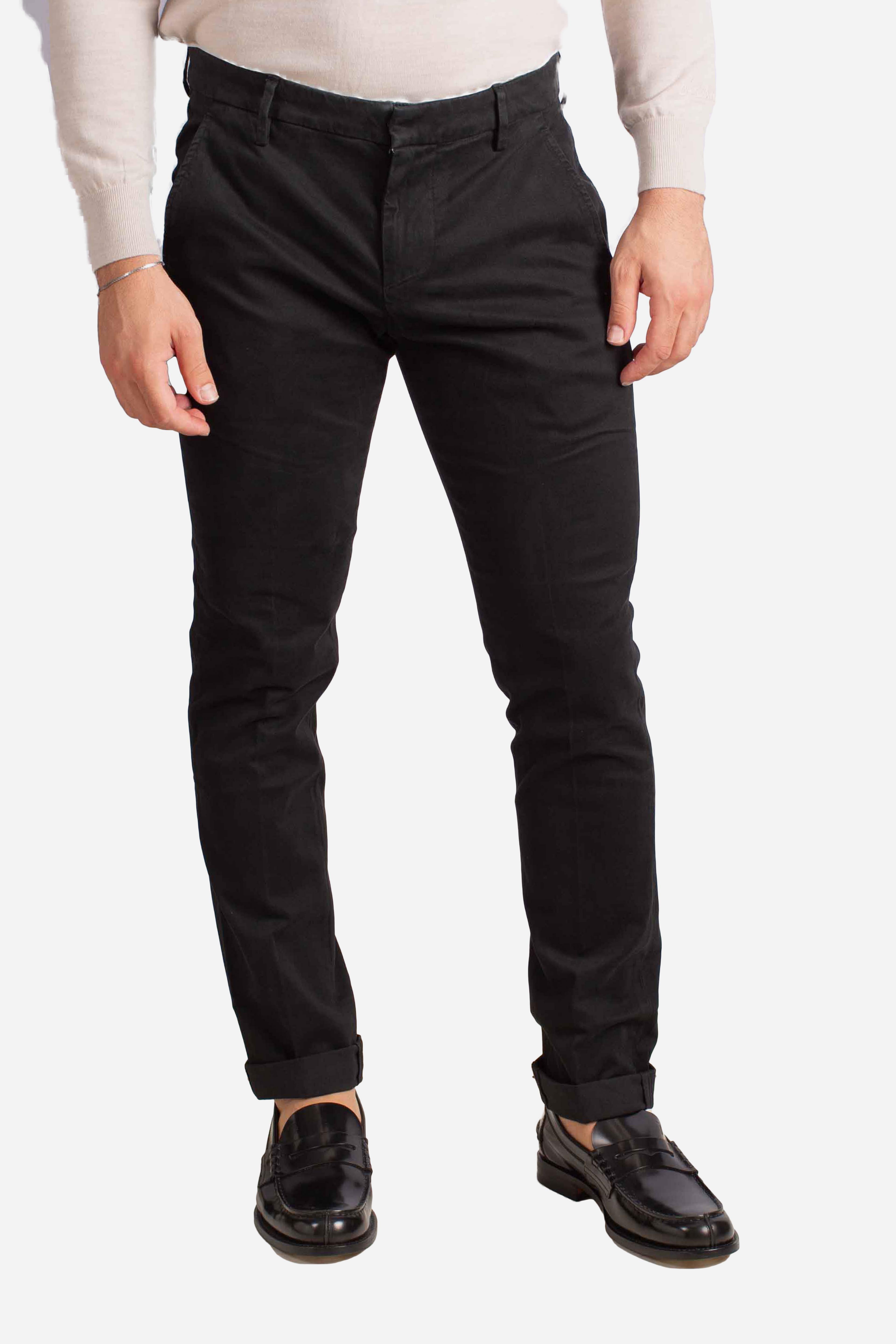Pantaloni Slim Fit in Cotone Stretch nero UP235GSE043U999 DONDUP