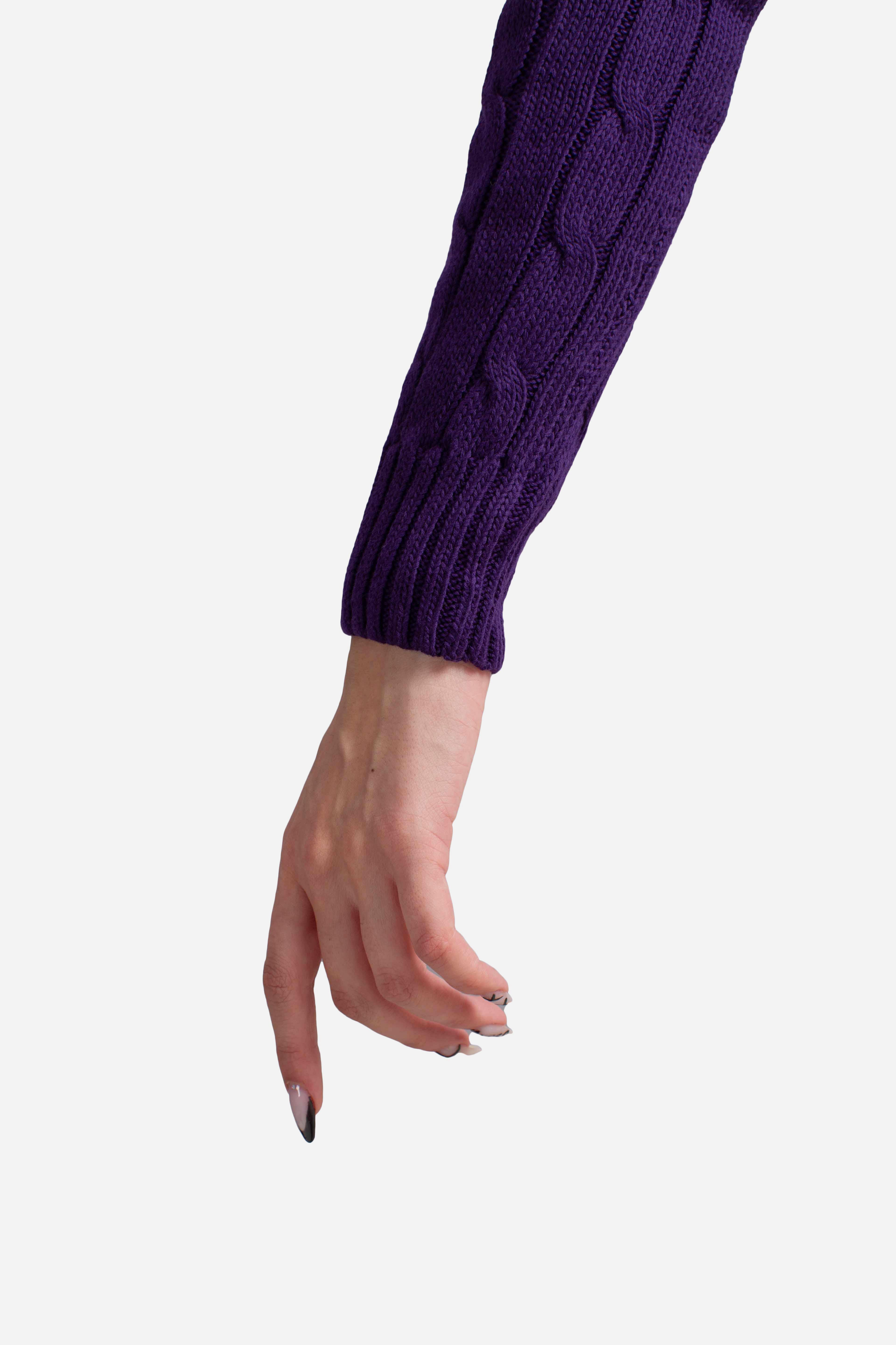 Maglia a girocollo in cotone a trecce purple 211971869020 POLO RALPH LAUREN