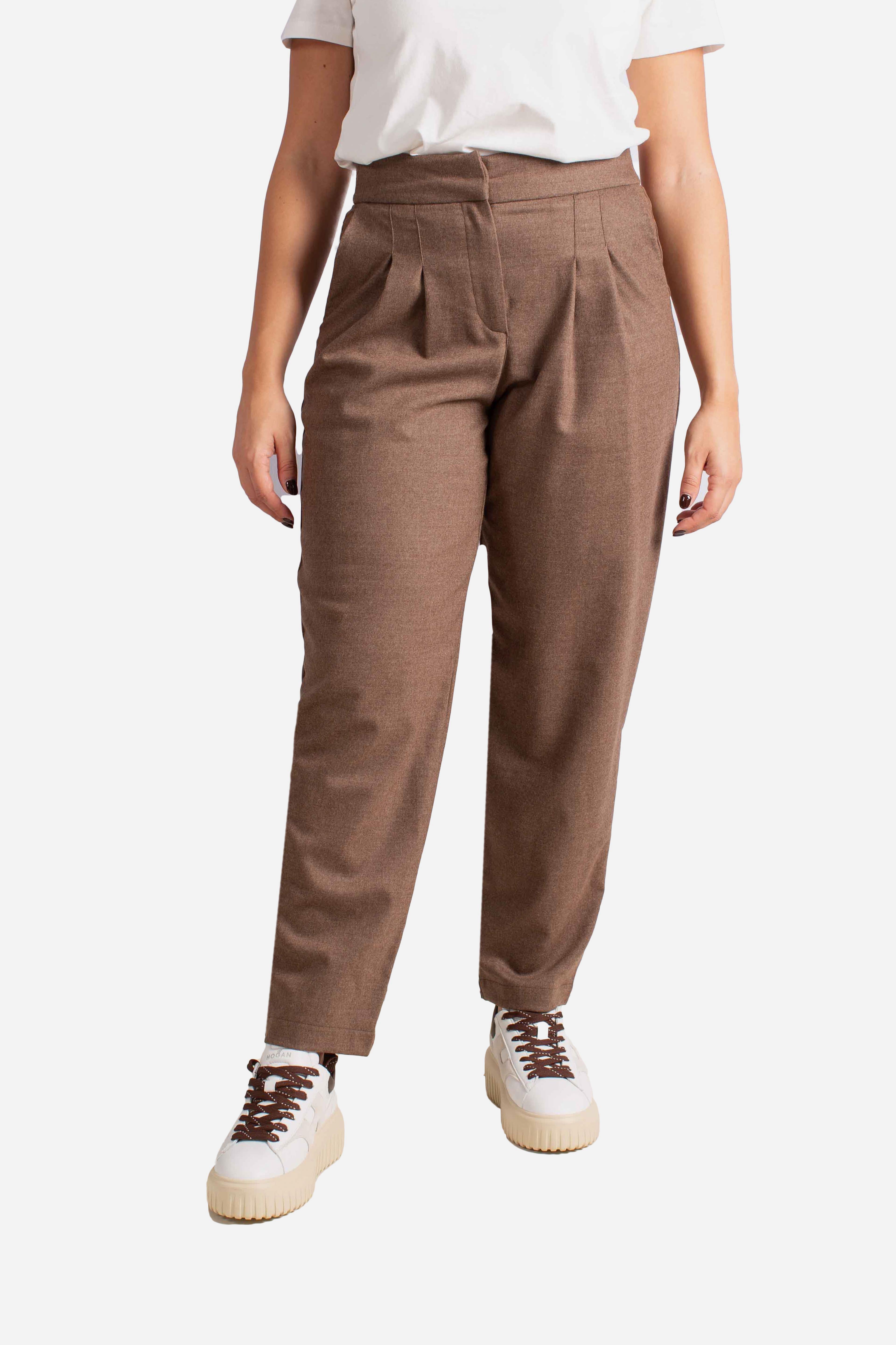 Pantalone Donna Vita Alta con Pinces Marrone 7627358800140 GRAN SASSO