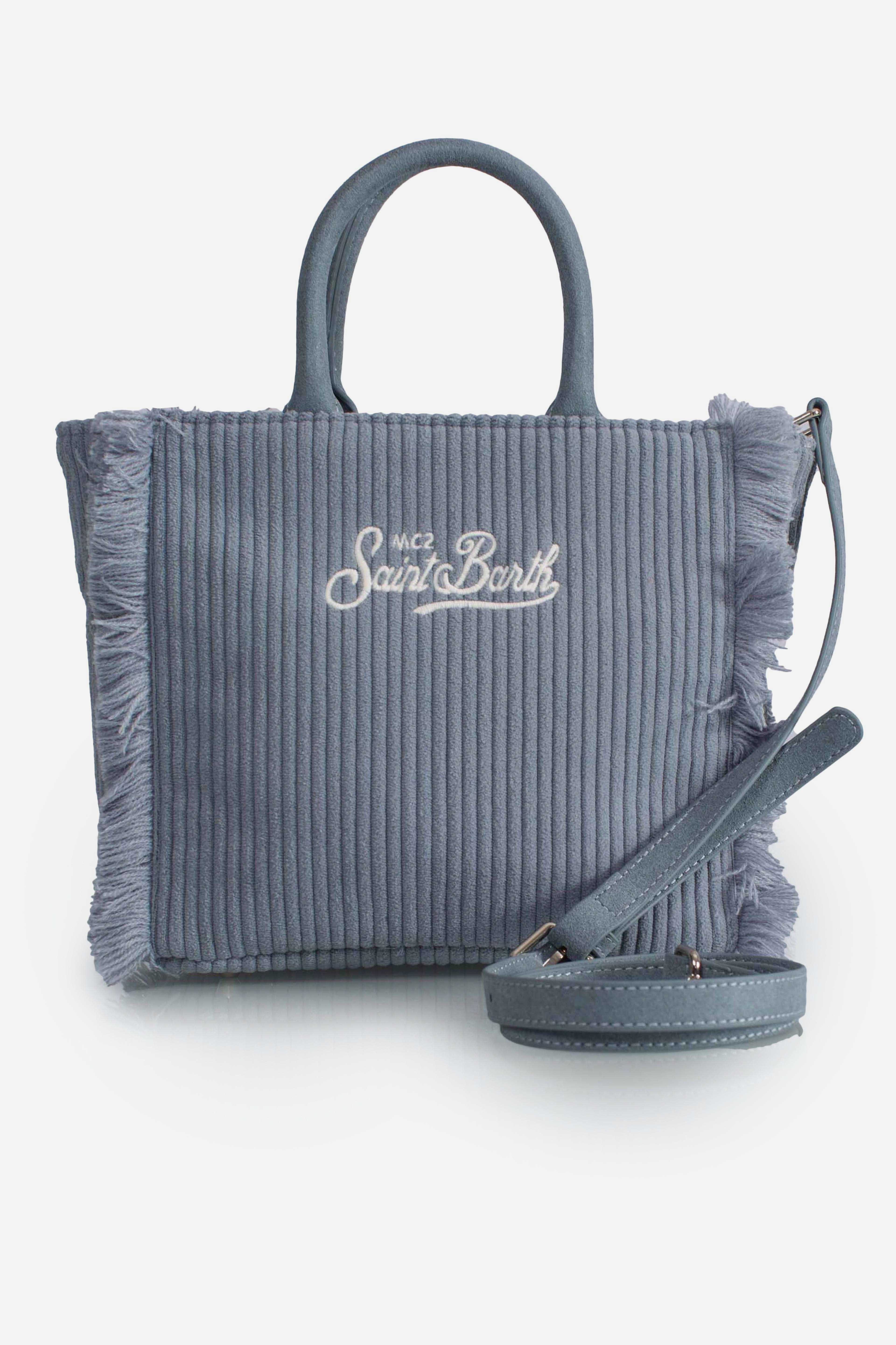 Borsa Donna "Dreaming of Saint Barth Winter Paradise" in Velluto a Coste Blu VAMI02500299I MC2 SAINT BARTH