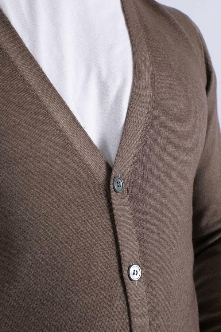 Maglia cardigan con bottoni in lana vergine extrafine tortora scuro 5810122793012 GRAN SASSO