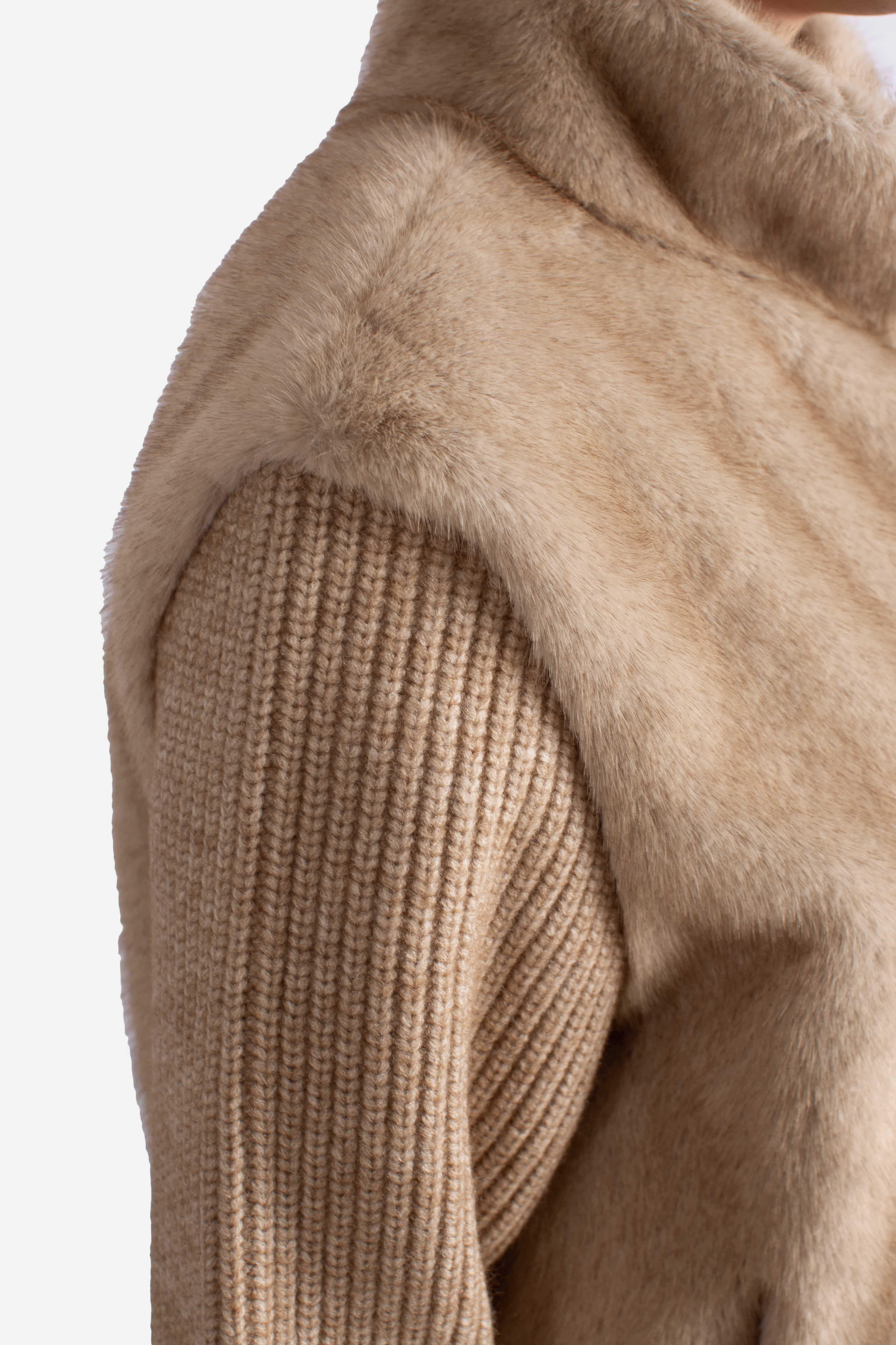 Giacca in Maglia e pelliccia sintetica Beige AEL000100232I MC2 SAINT BARTH