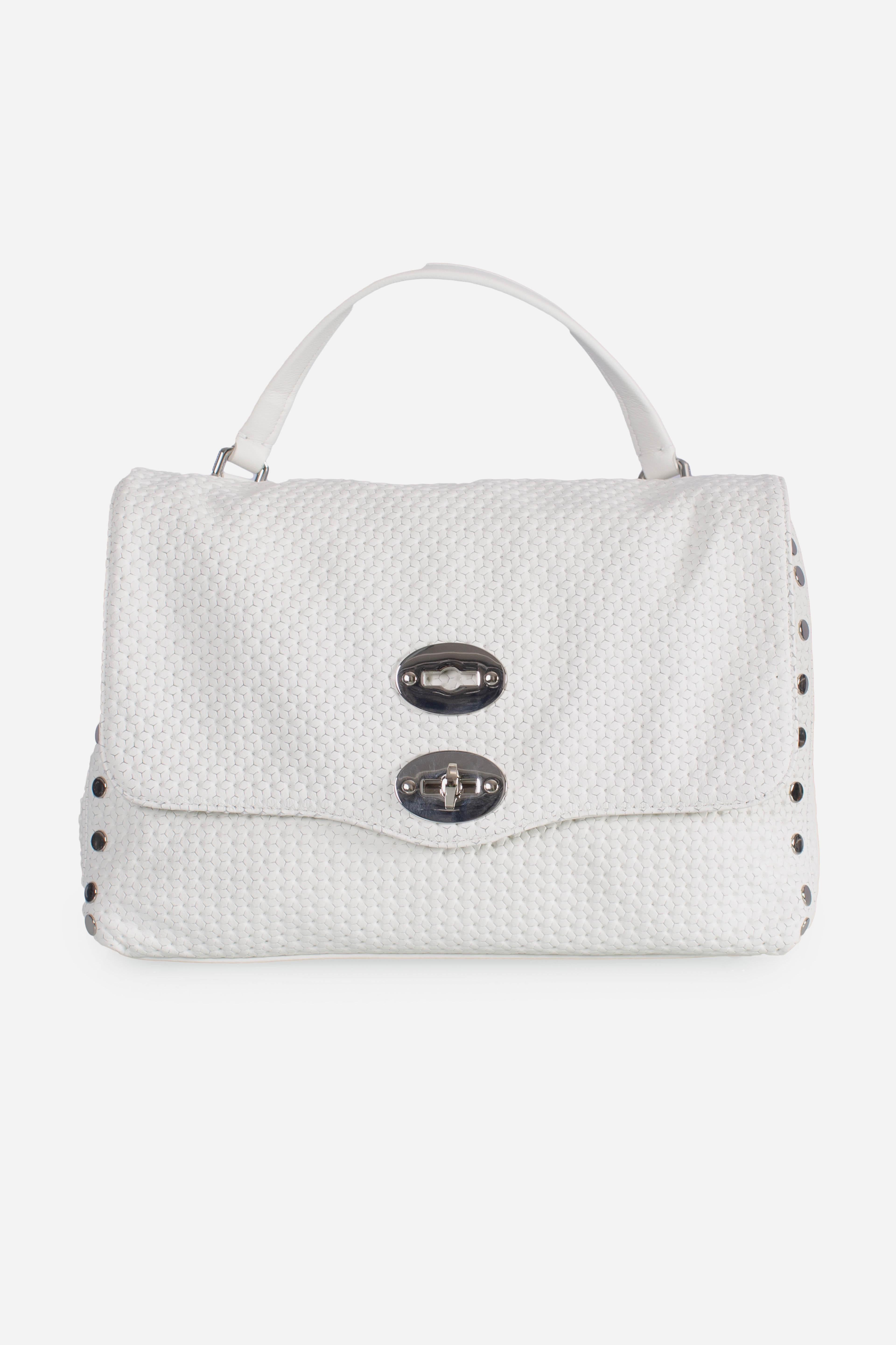 Borsa Postina S effetto intrecciato white cima 0680102190000SZ1170 ZANELLATO