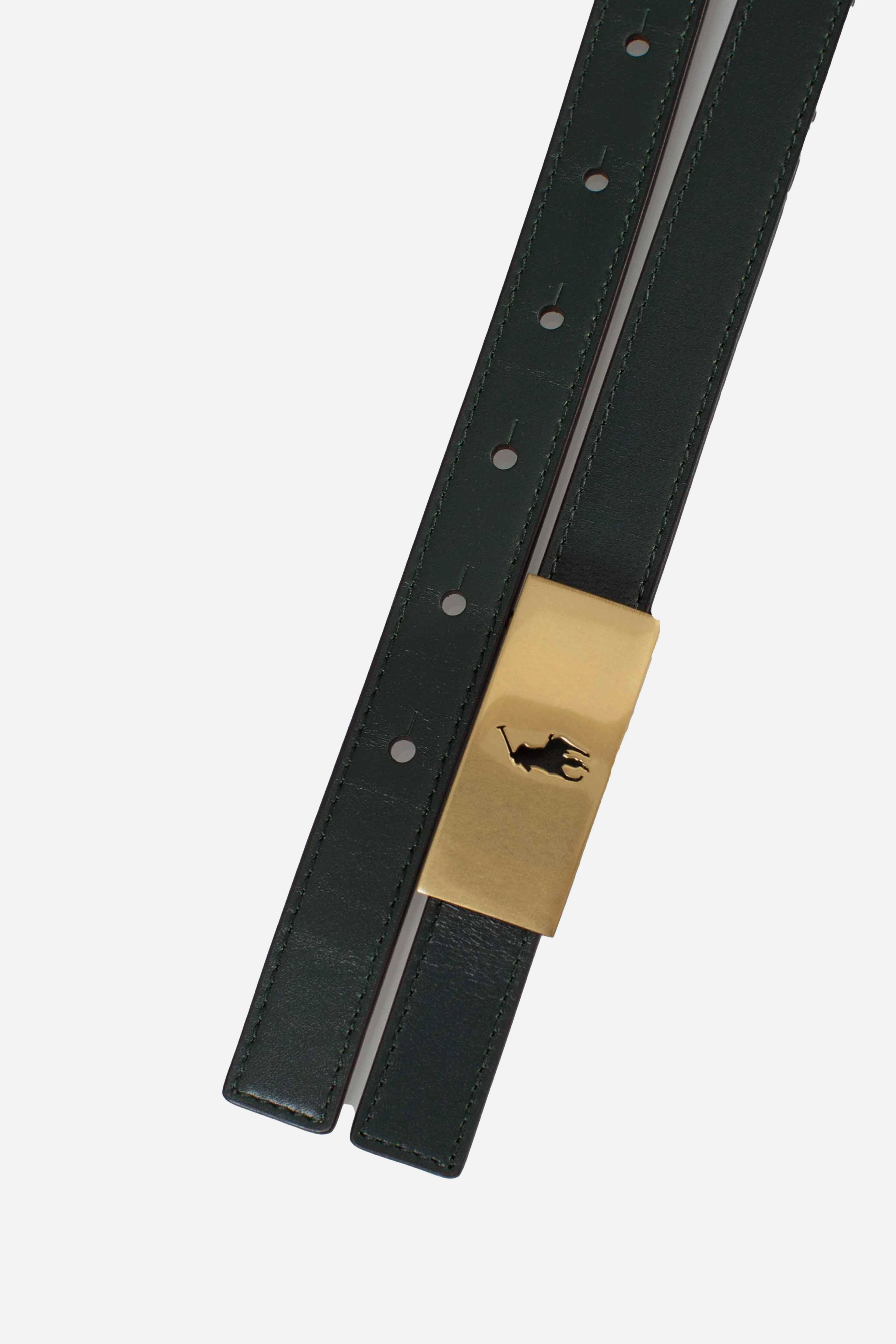 CINTURA REVERSIBILE IN PELLE VACHETTA POLO ID CUOIO e VERDE 429895825007 POLO RALPH LAUREN