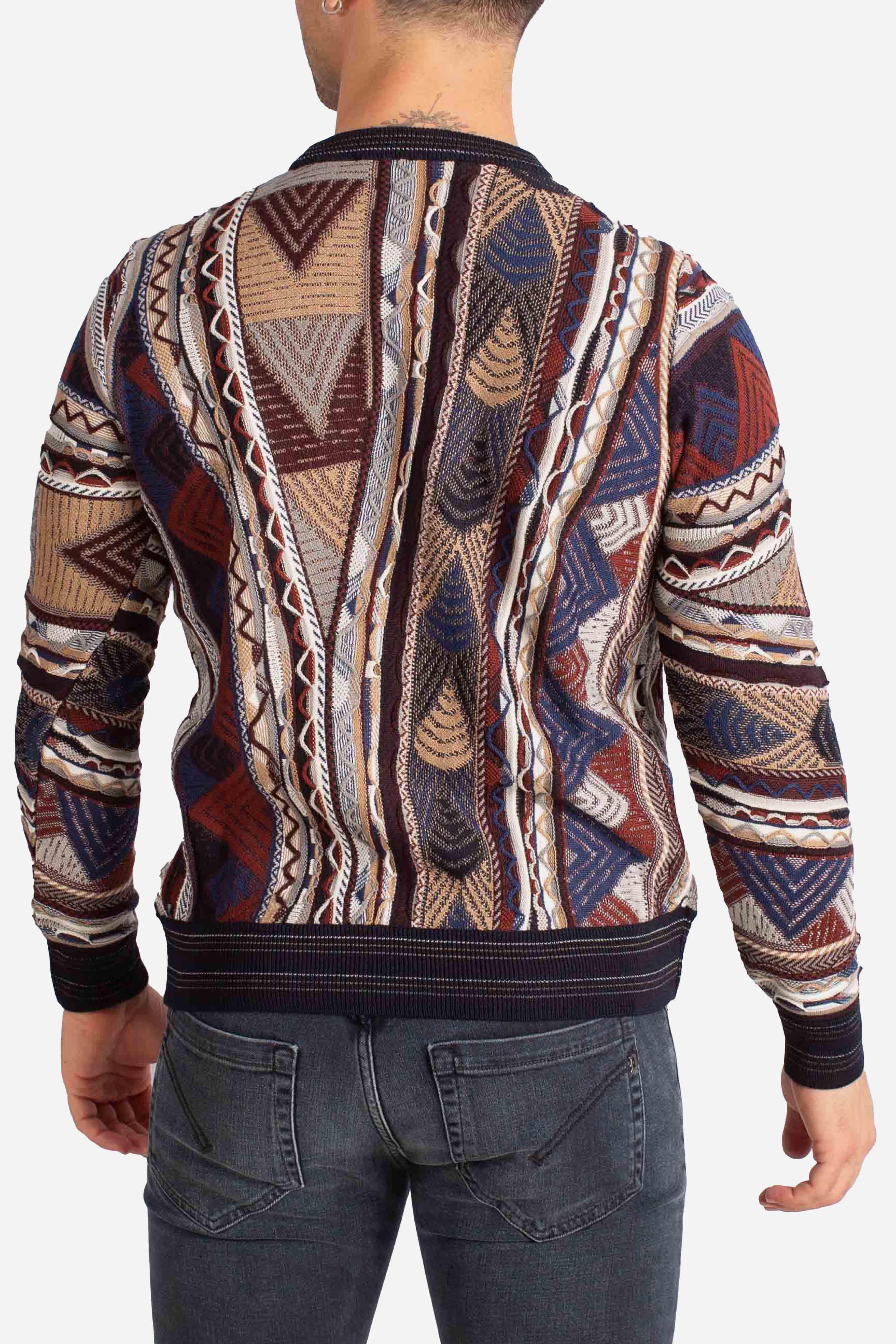 Maglia Uomo Multicolor Geometrica brown 32091710G0731 LORENZONI