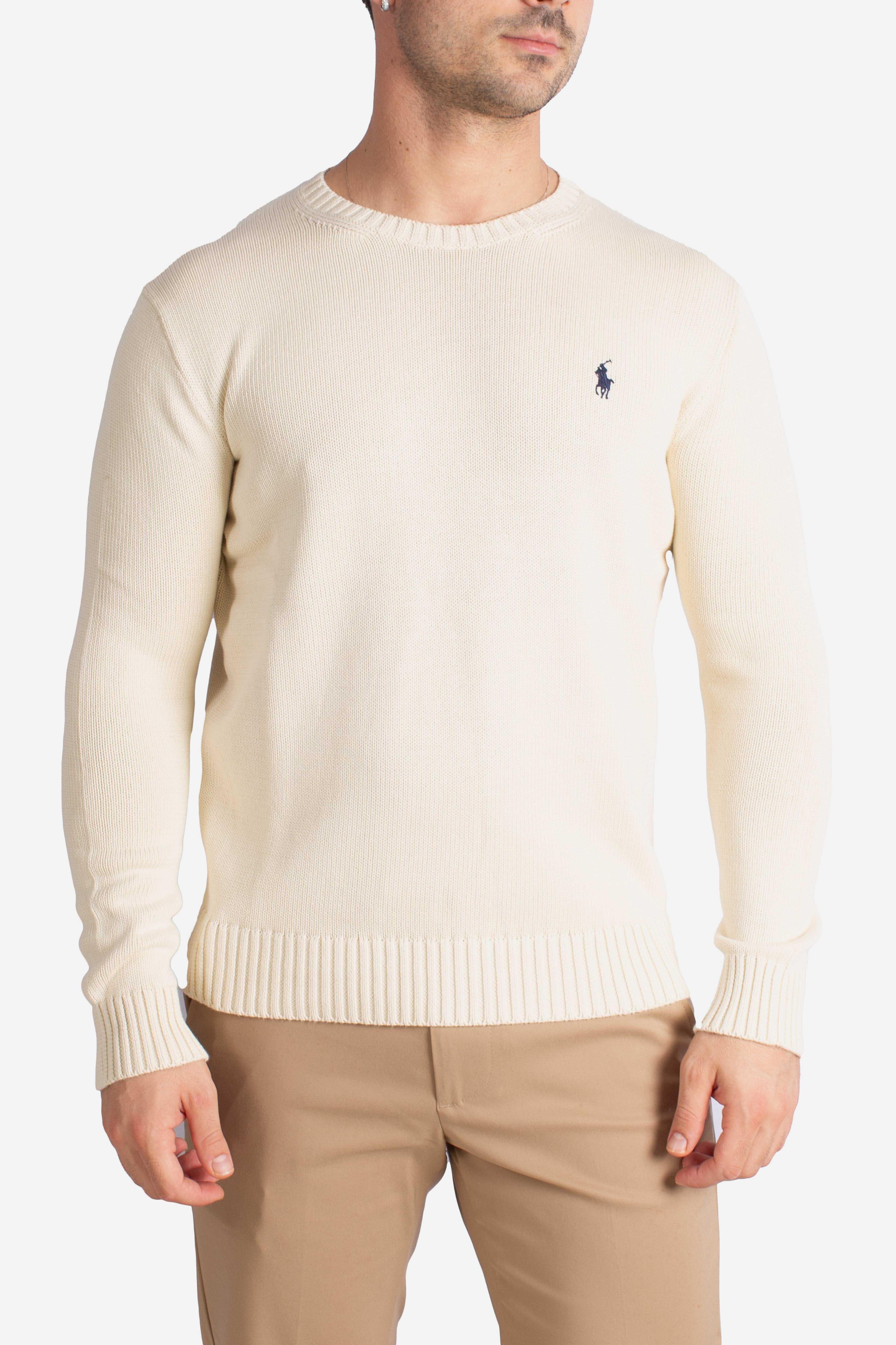 Maglia a girocollo in cotone cream 710810846035 POLO RALPH LAUREN