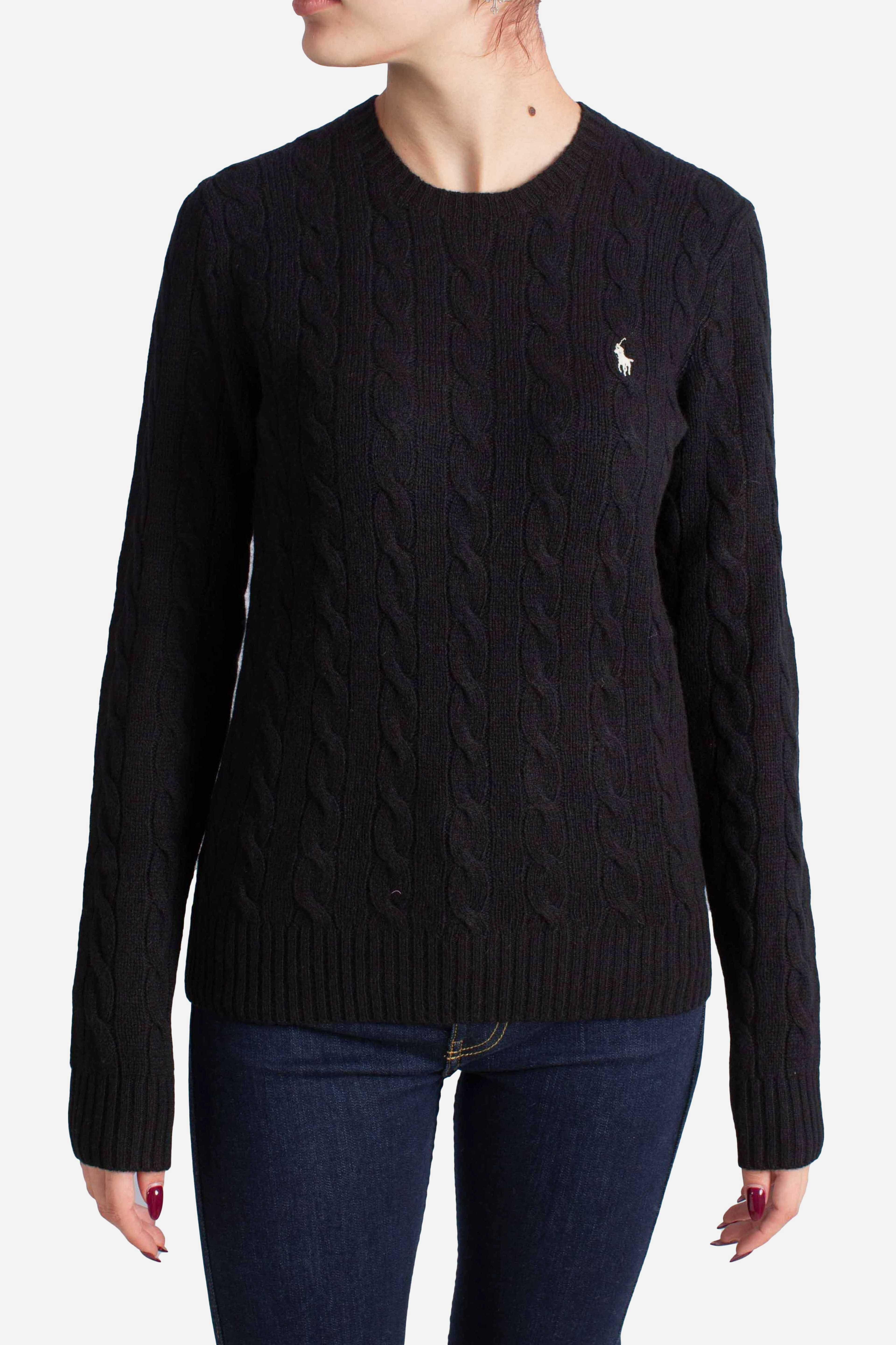 Girocollo in lana e cashmere a trecce black 211971865005 POLO RALPH LAUREN