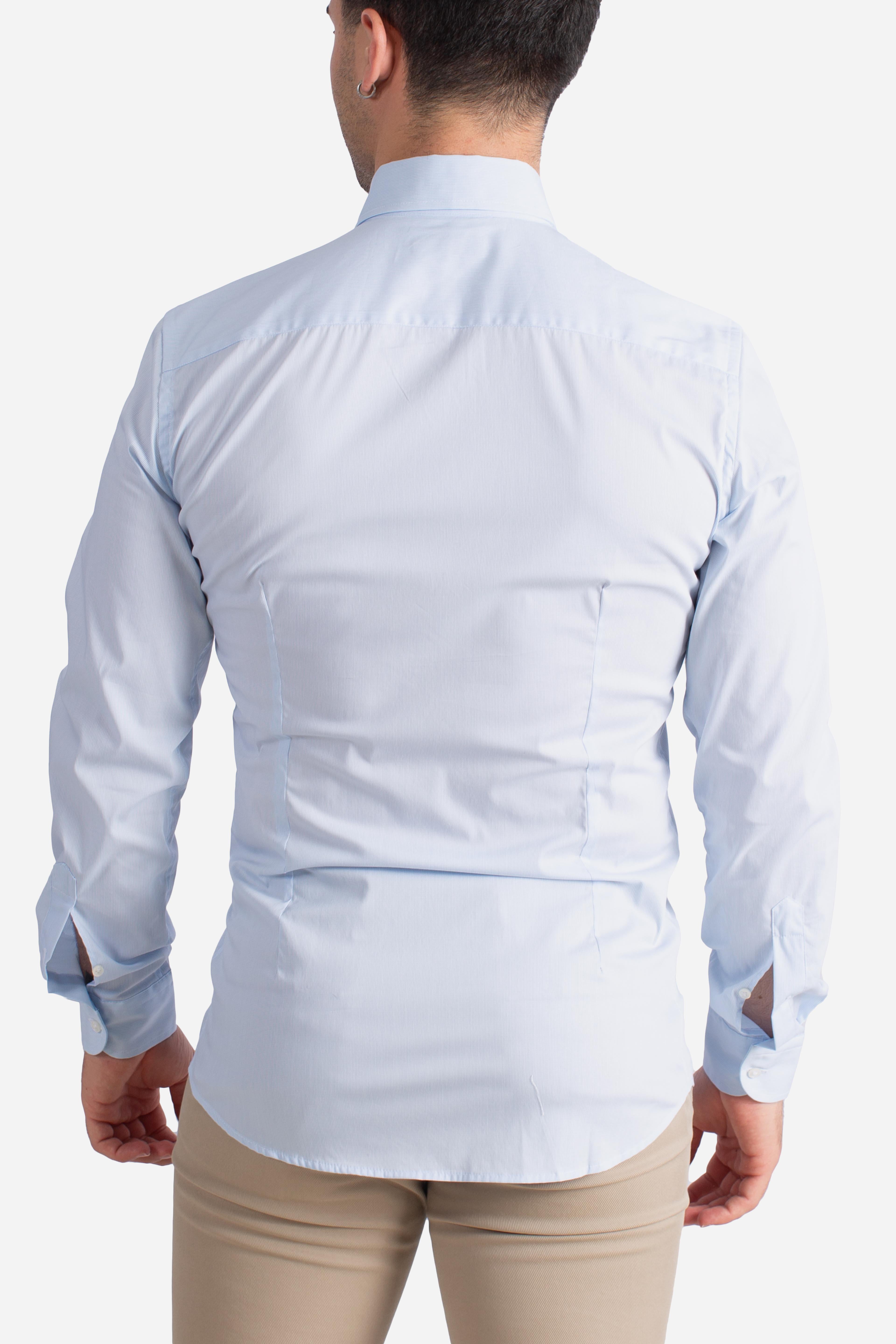 Camicia Uomo Azzurra Stretch Microfantasia NCMA150258SXAFU601 FAY