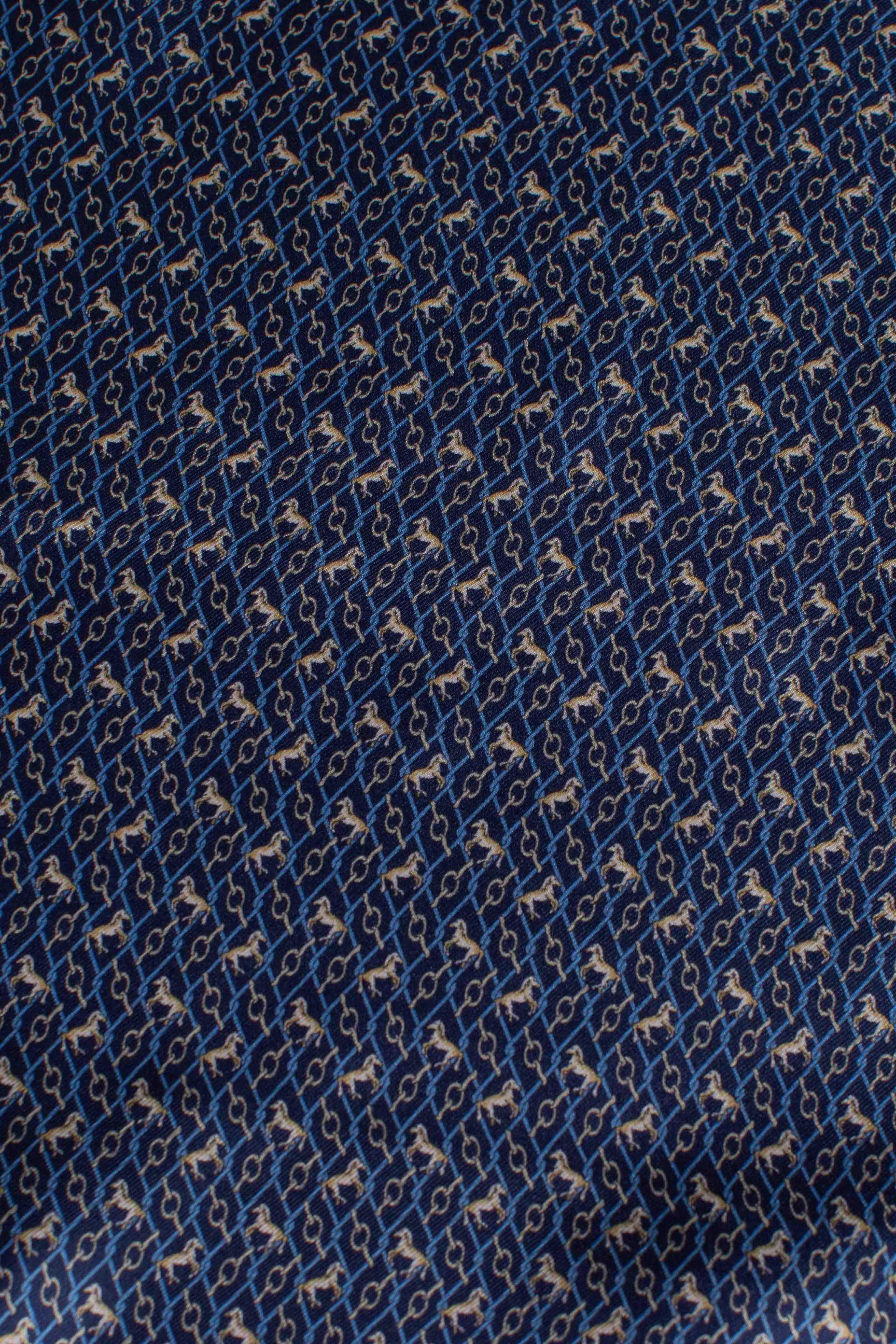 Pochette in seta stampa dandy cavalli blu beige IJ48091 FEFE'