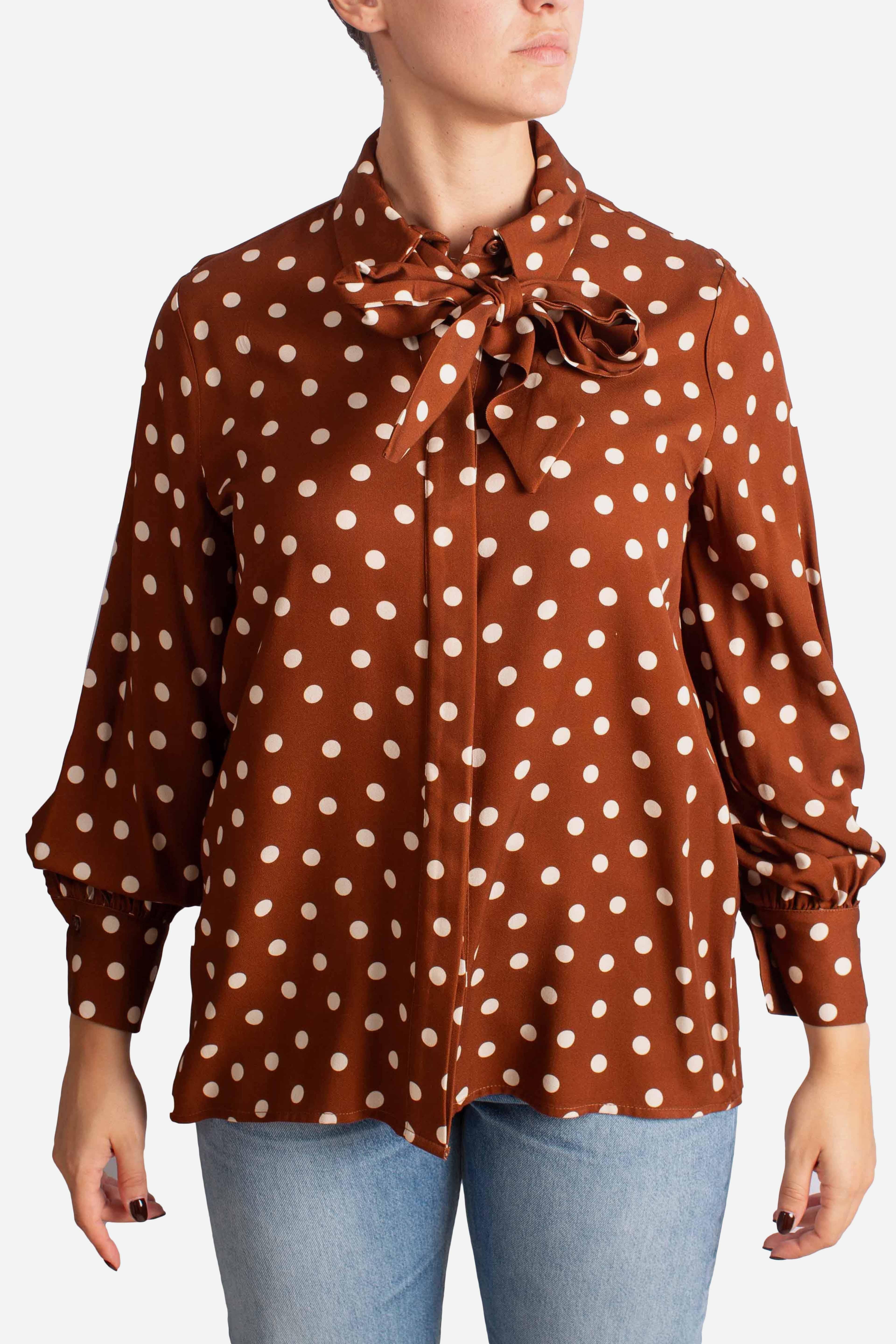 Camicia a pois con fiocco CFA4YDFA1811 DIXIE