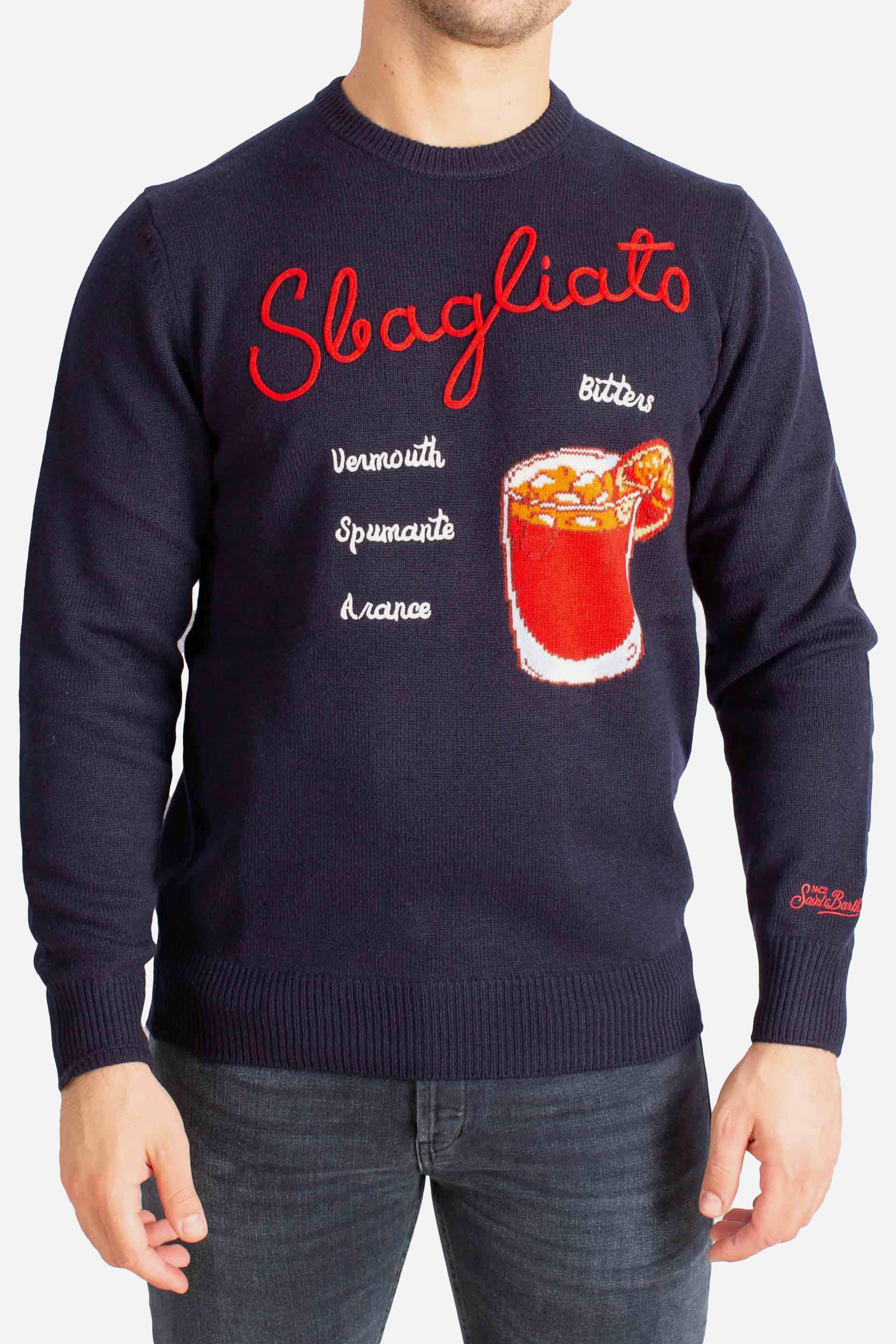 Maglia Uomo Girocollo "Sbagliato" in Lana Blu Navy HER000100322I MC2 SAINT BARTH