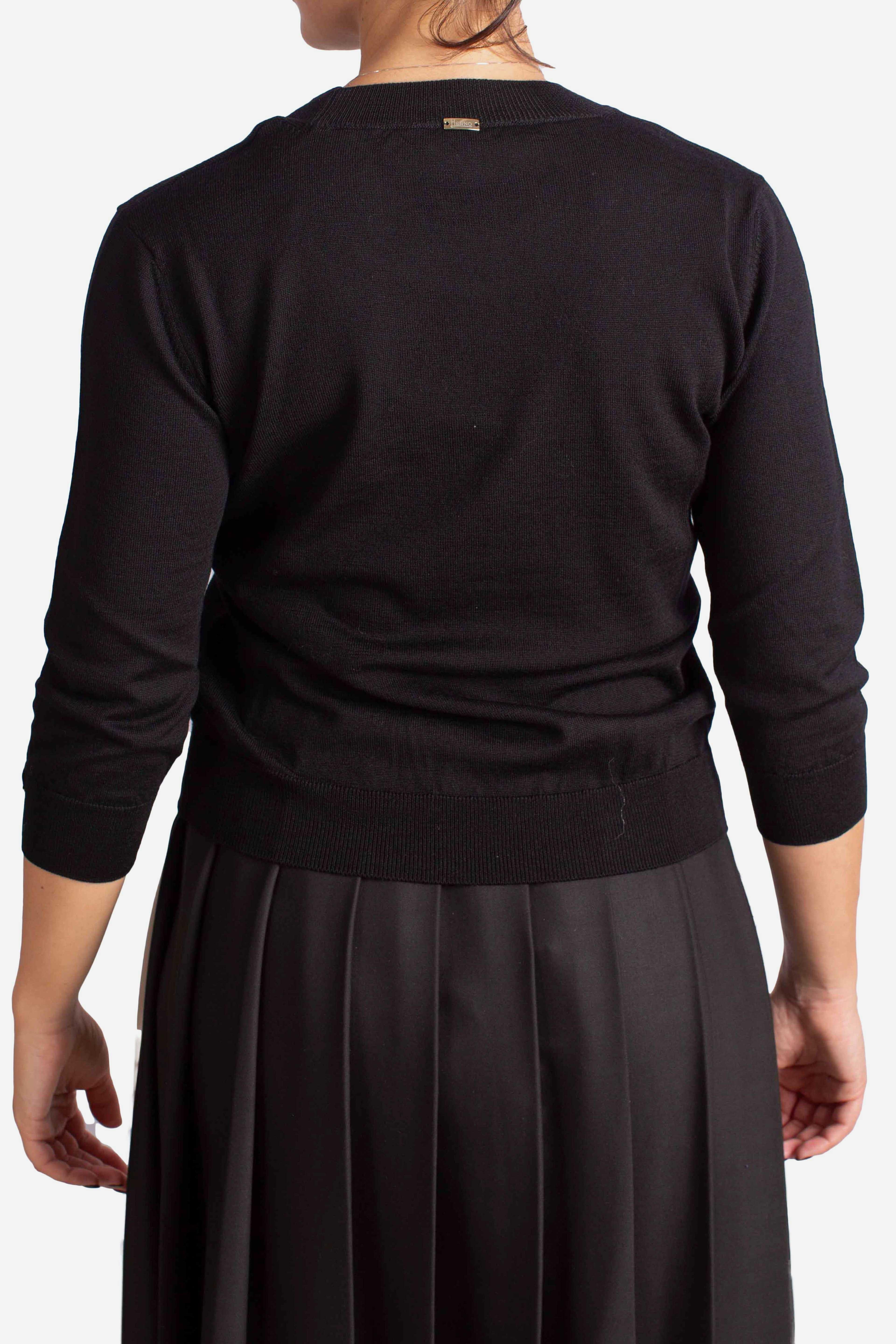 Maglia Donna nera in Lana con Micro Logo Oro MG000210D701669300 HERNO